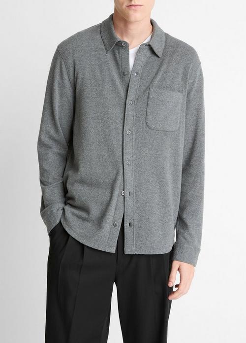 Knit Cotton-Blend Button-Front Shirt
