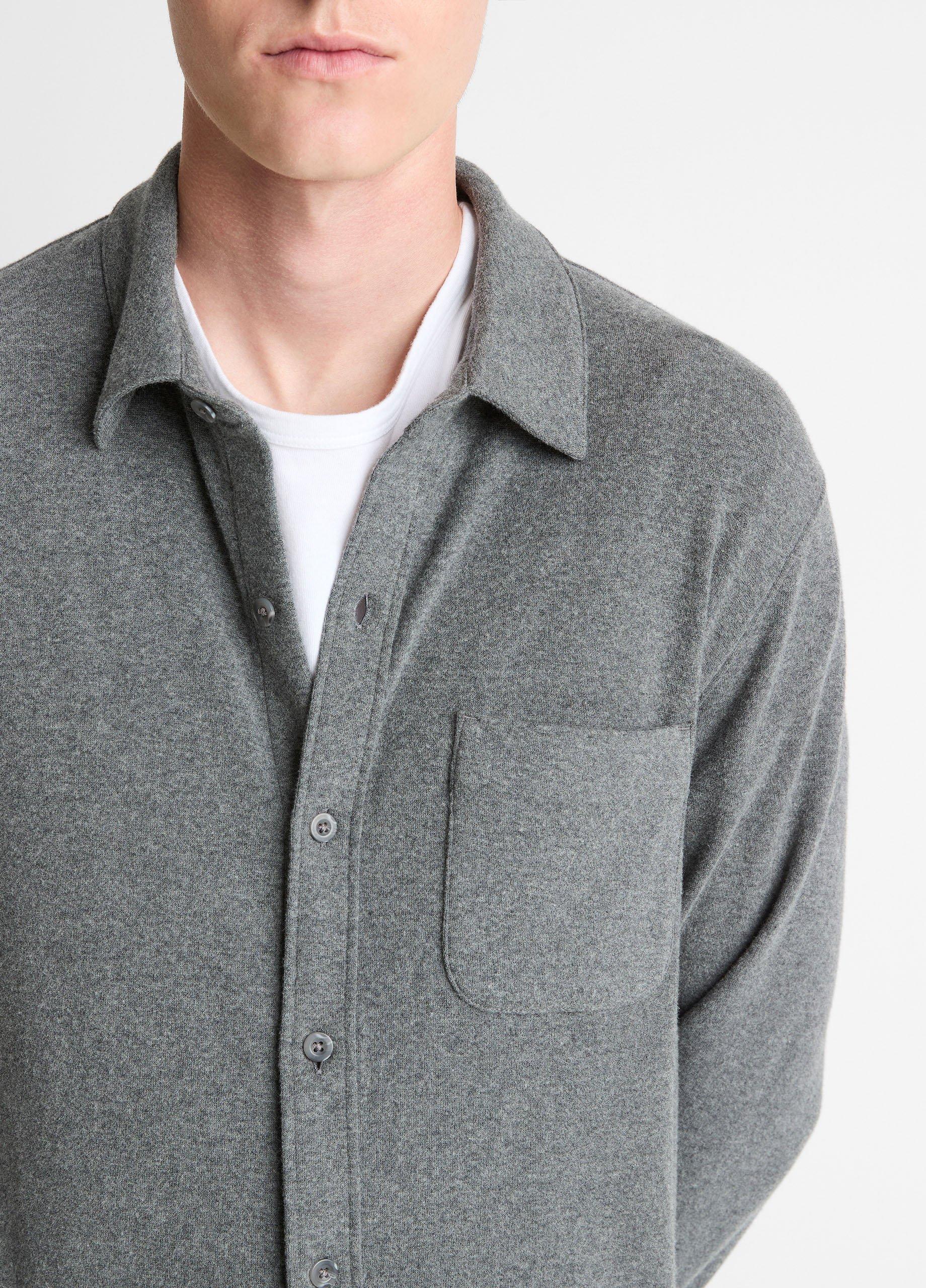 Knit Cotton-Blend Button-Front Shirt image number 1