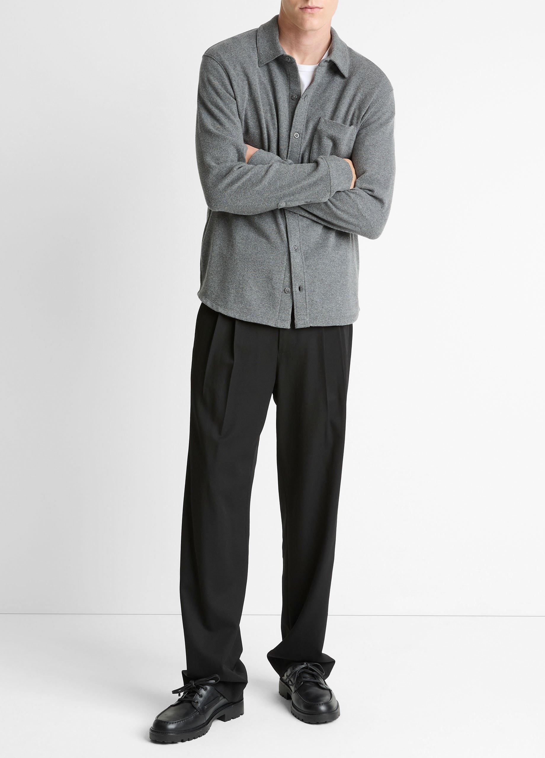 Knit Cotton-Blend Button-Front Shirt image number 3