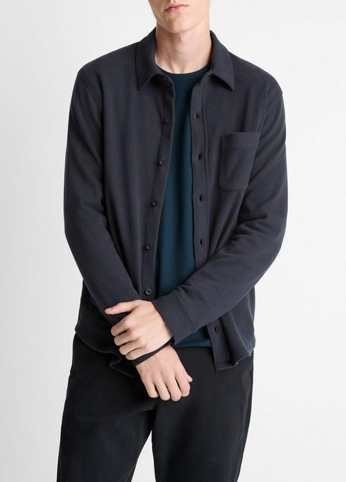 Knit Cotton-Blend Button-Front Shirt