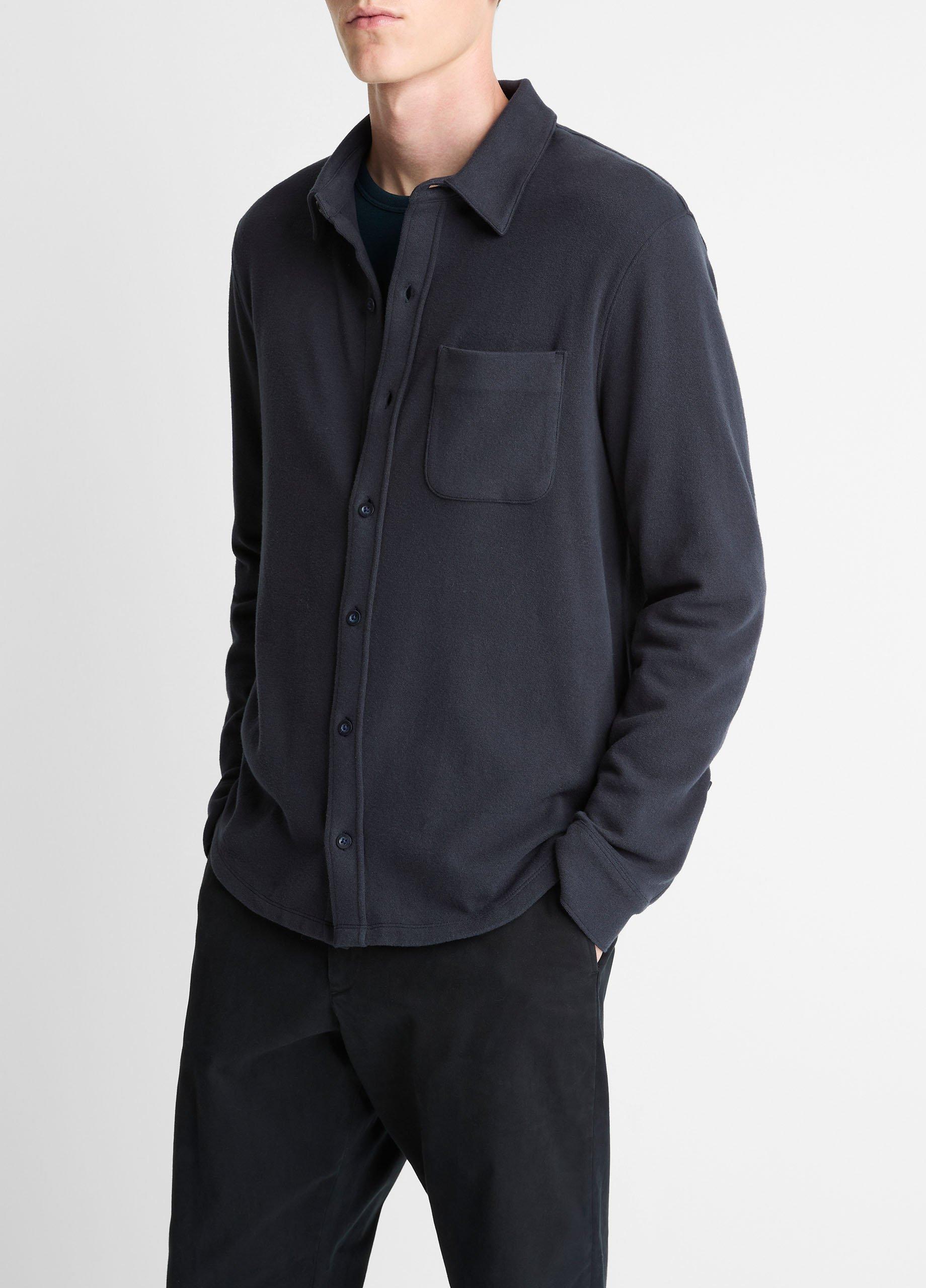 Knit Cotton-Blend Button-Front Shirt image number 1