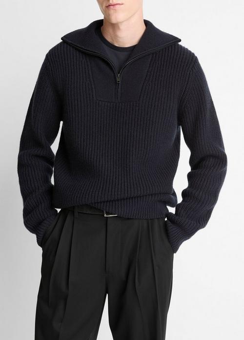 Heirloom Shaker Wool-Cashmere Quarter-Zip Sweater