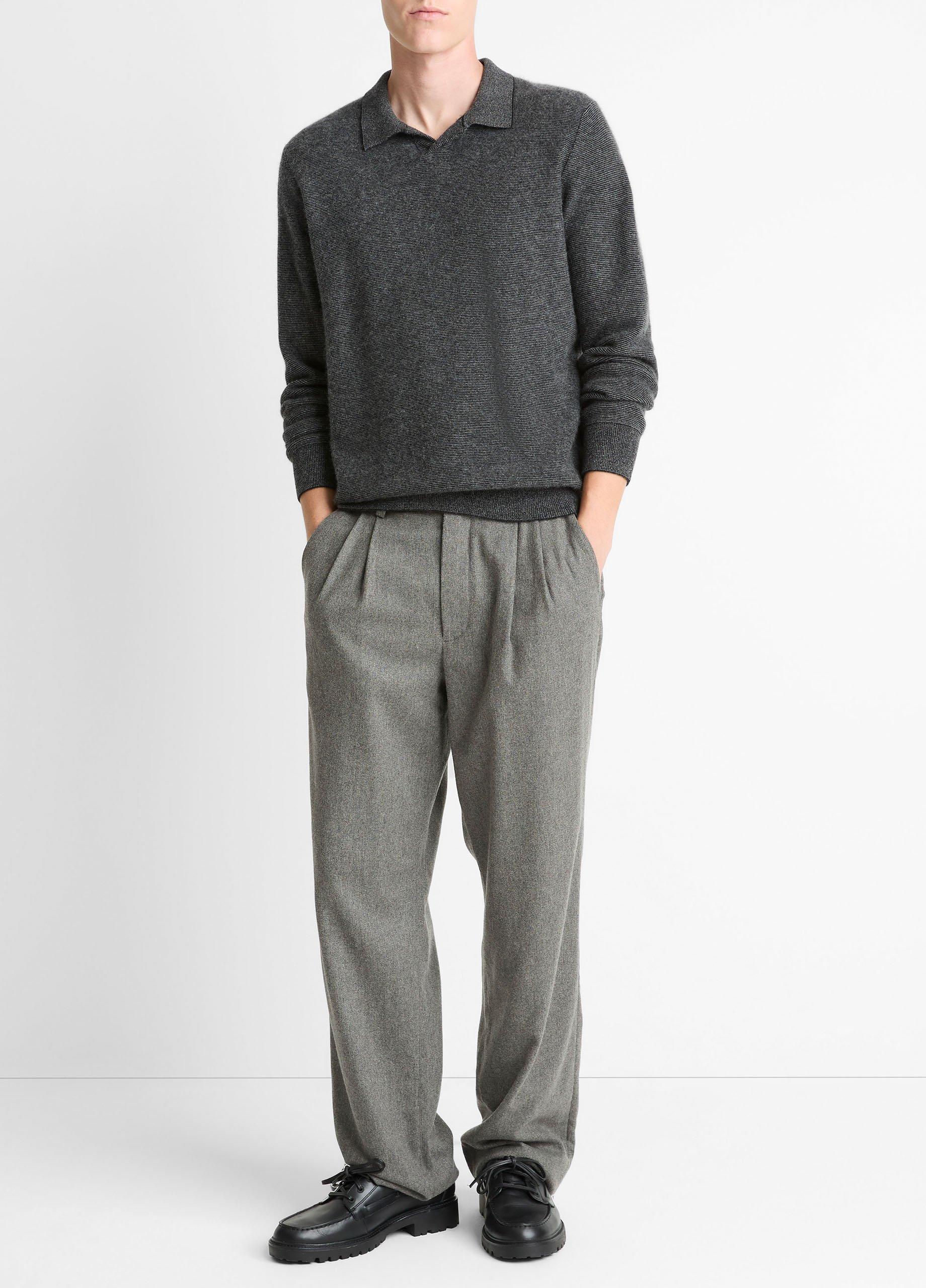 Feed Stripe Plush Cashmere Johnny-Collar Sweater image number 3