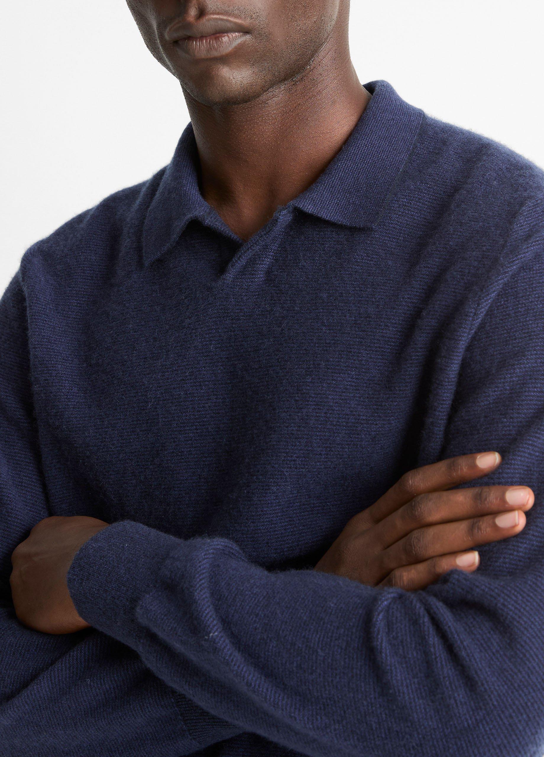 Feed Stripe Plush Cashmere Johnny-Collar Sweater image number 1