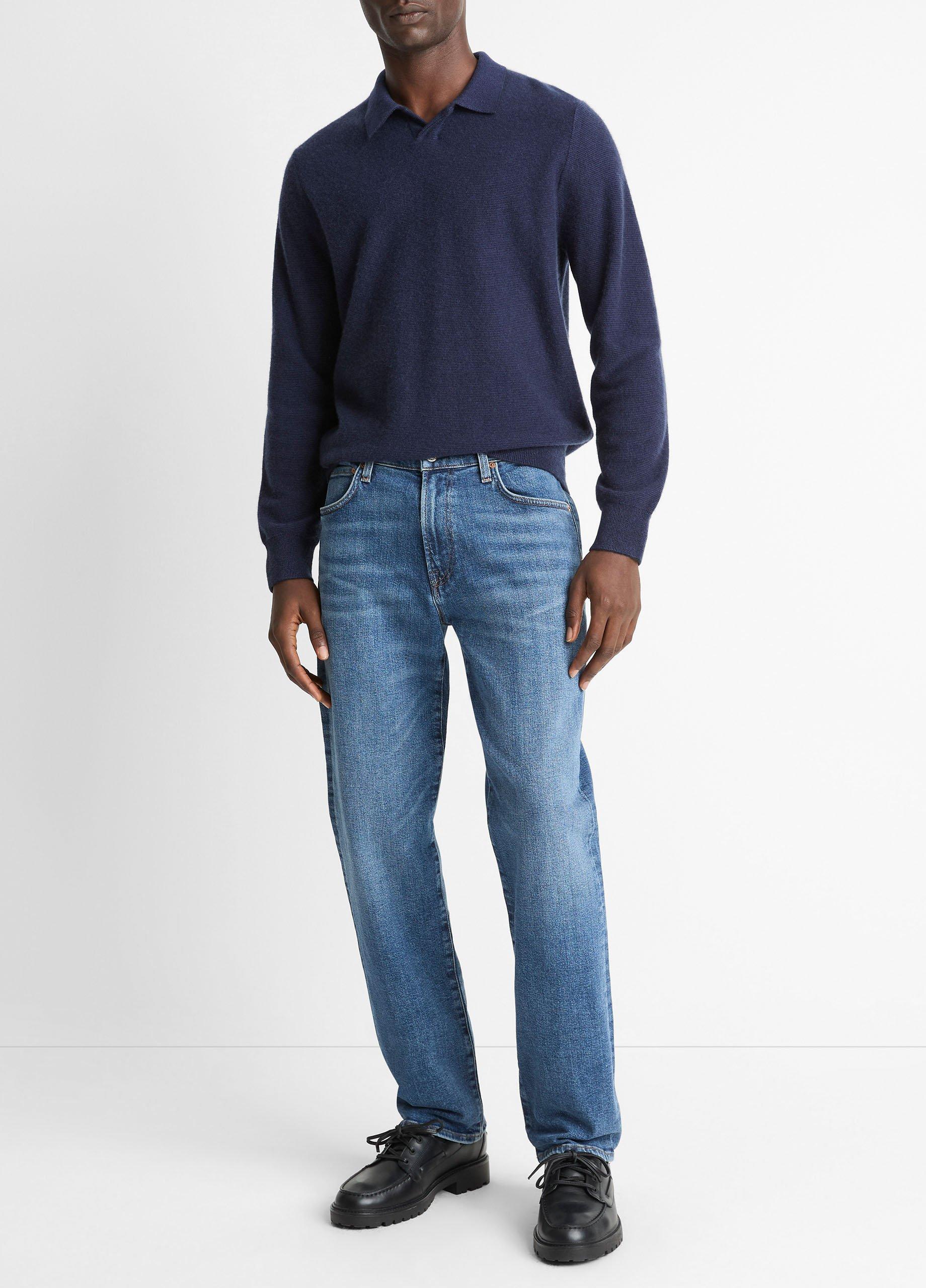 Feed Stripe Plush Cashmere Johnny-Collar Sweater image number 3