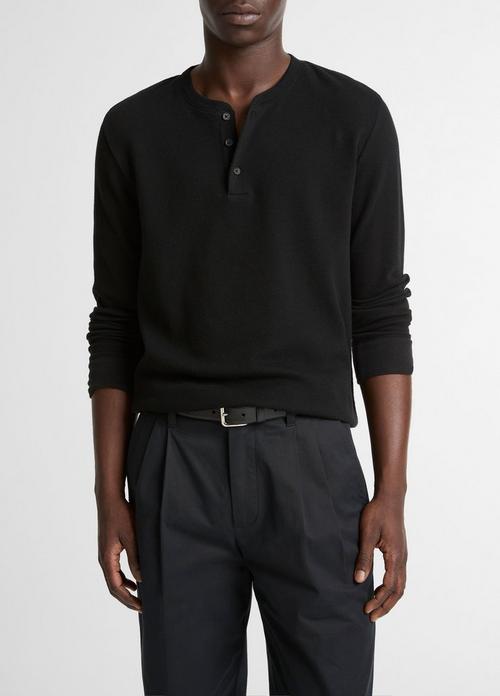Jacquard-Rib Cotton Henley
