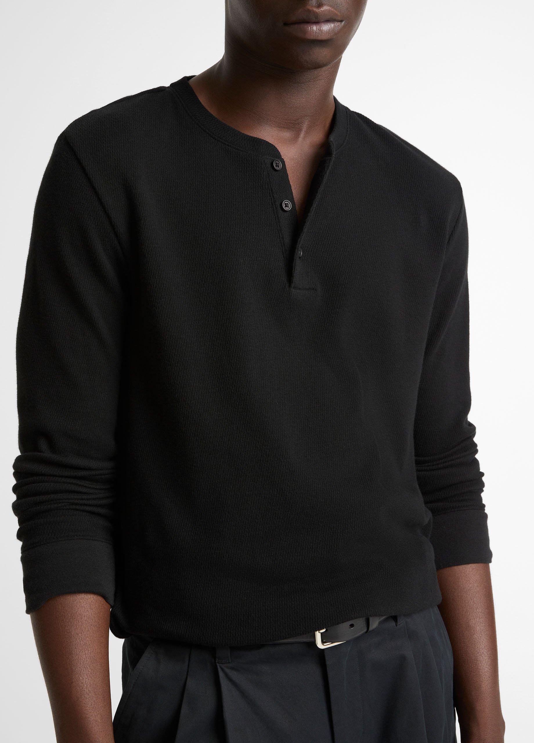 Jacquard-Rib Cotton Henley image number 1
