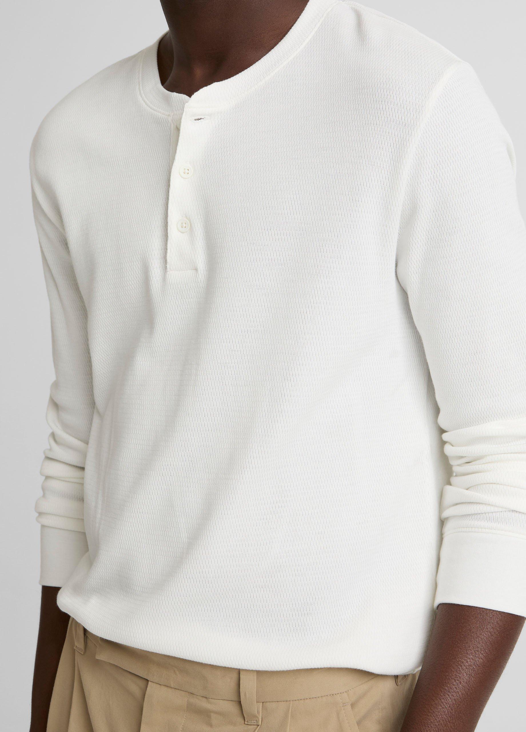 Jacquard-Rib Cotton Henley image number 1