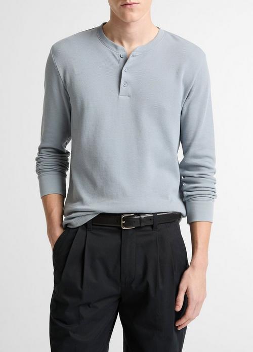 Jacquard-Rib Cotton Henley