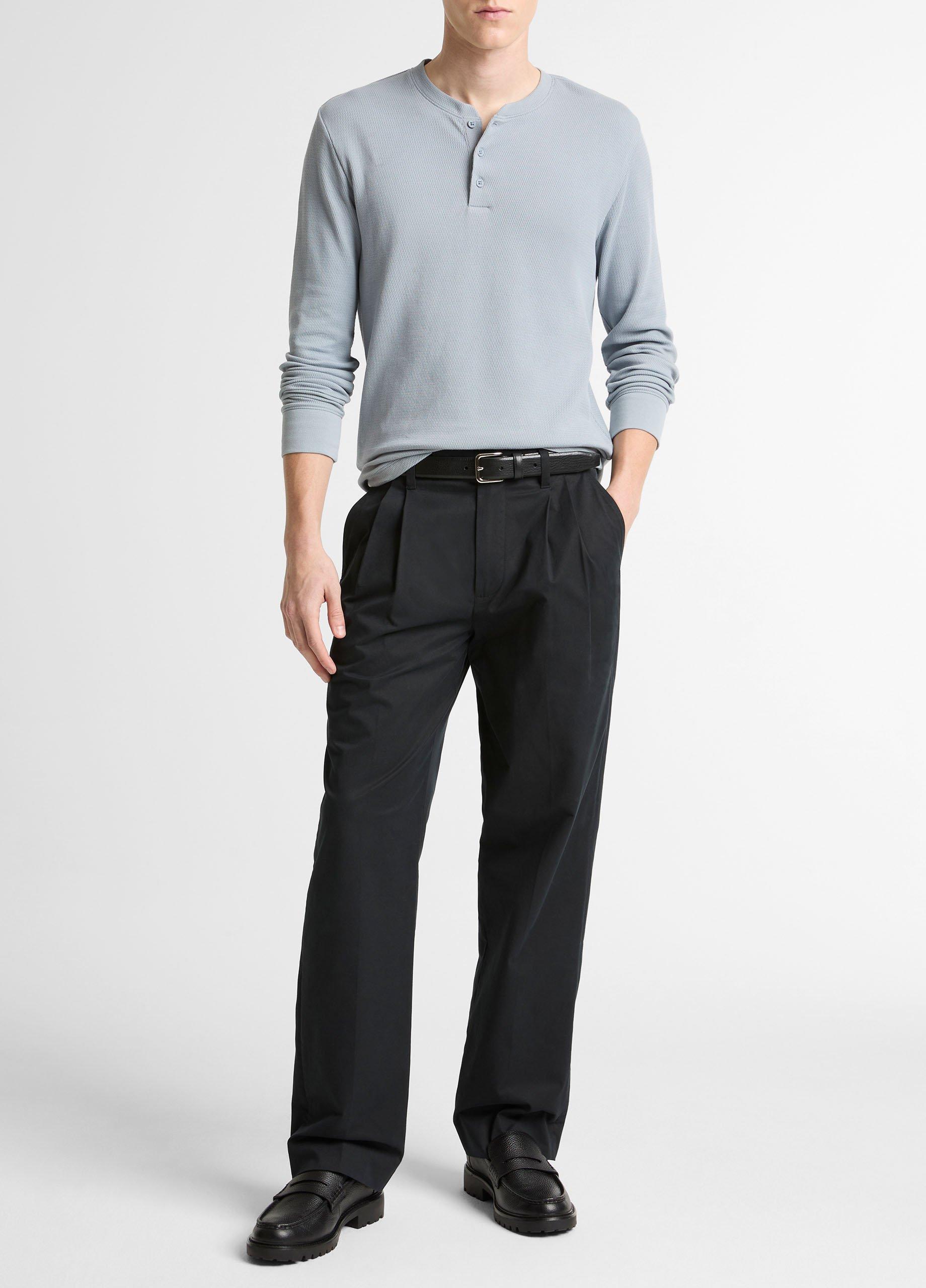 Jacquard-Rib Cotton Henley image number 3