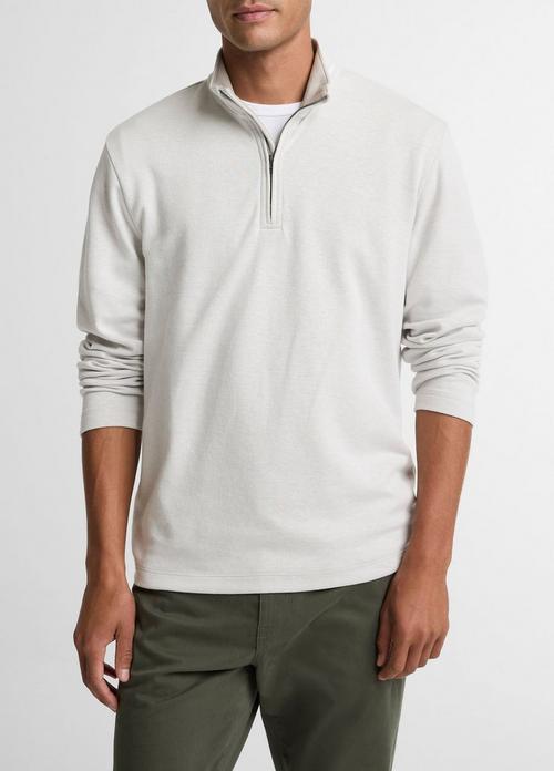 Double-Face Cotton-Blend Quarter-Zip Pullover