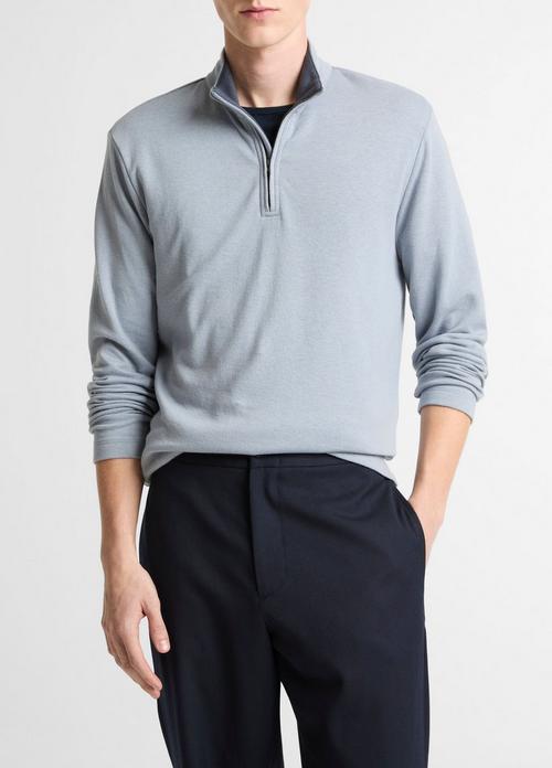 Double-Face Cotton-Blend Quarter-Zip Pullover