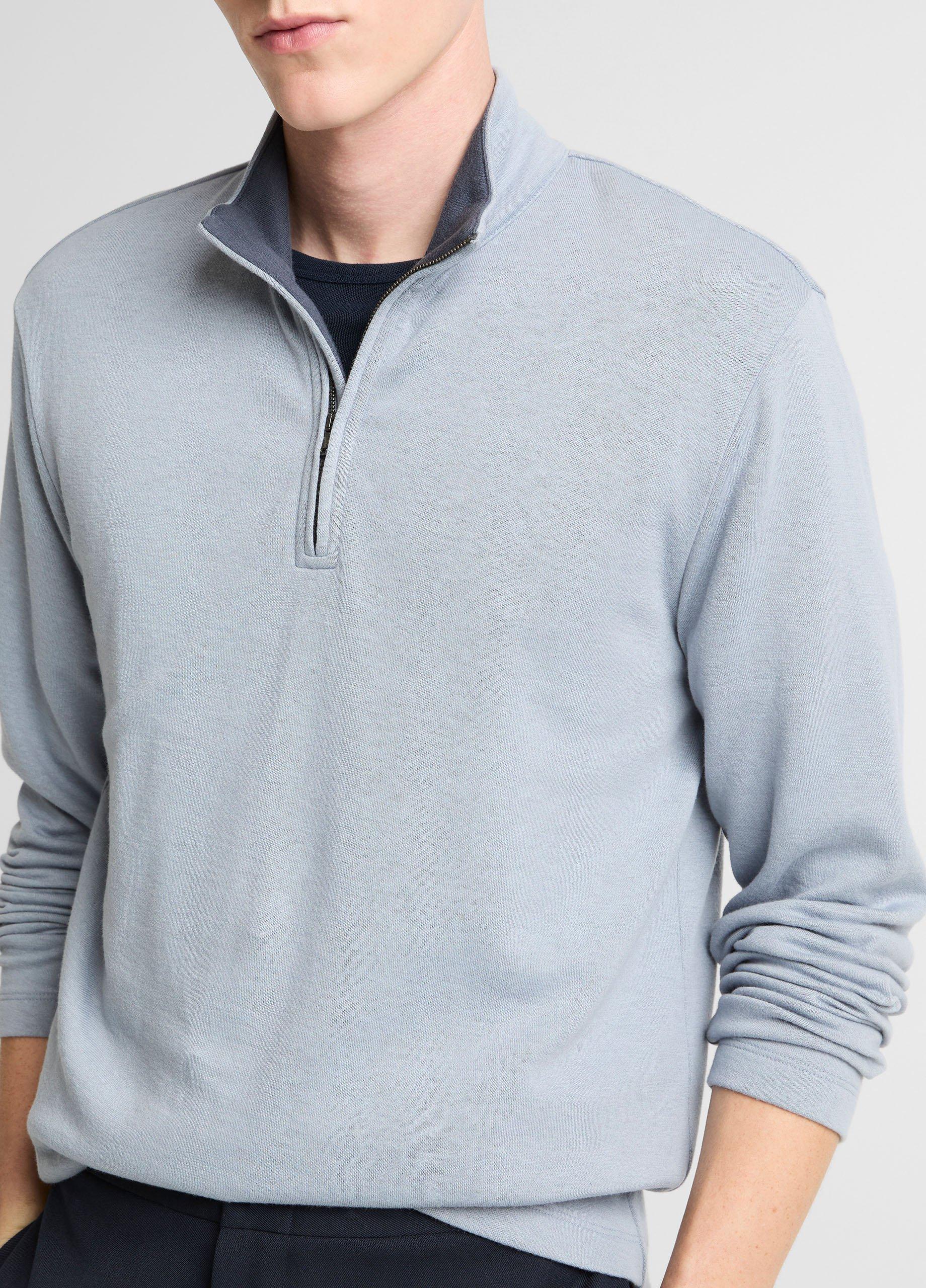 Double-Face Cotton-Blend Quarter-Zip Pullover image number 1