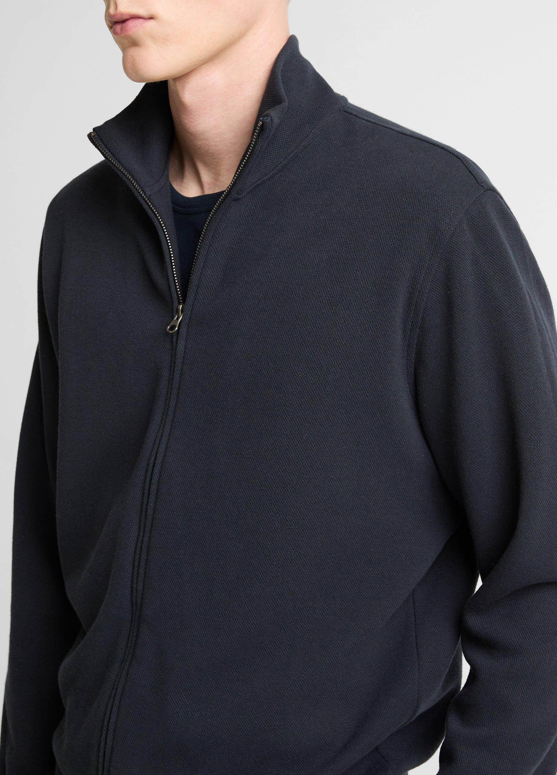 Flat-Back Cotton-Blend Piqu&eacute; Zip-Front Jacket image number 1