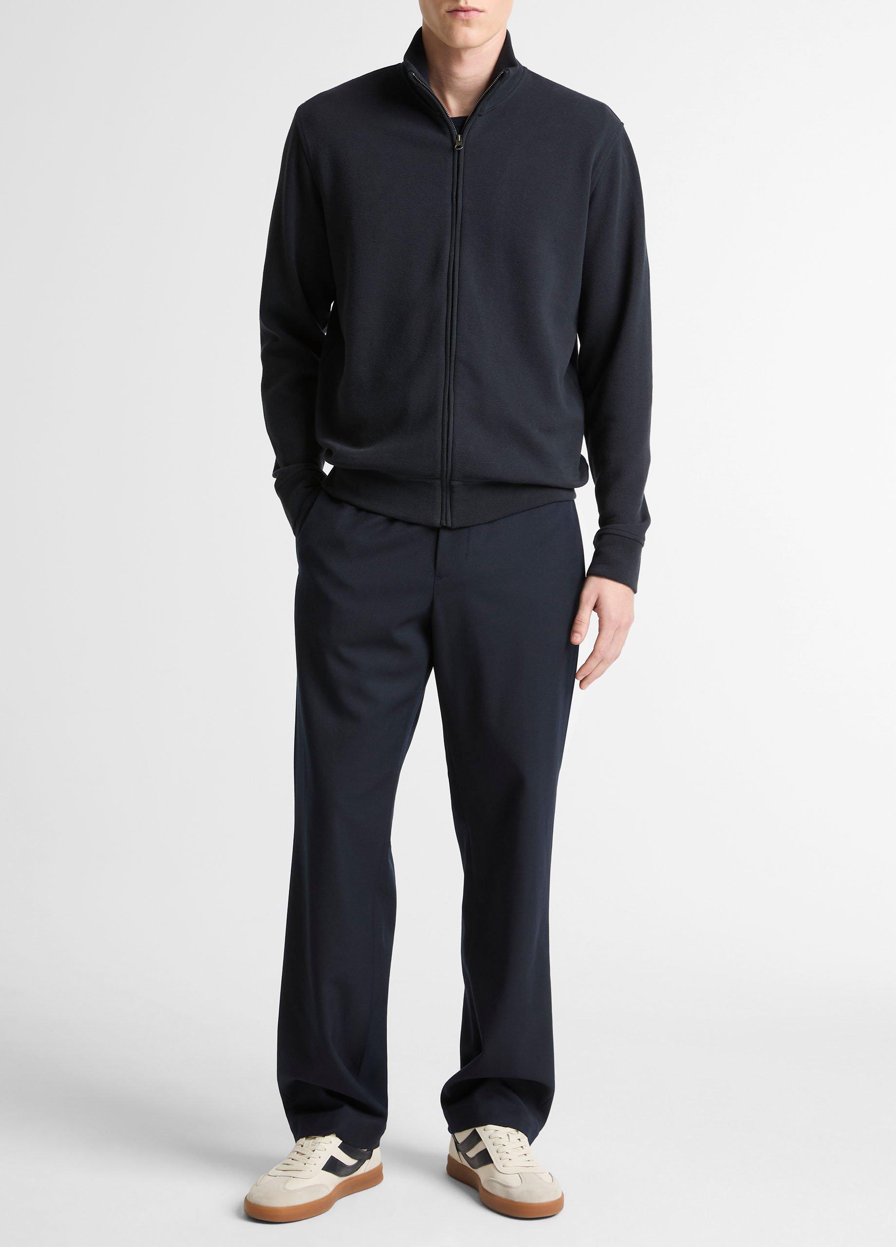 Flat-Back Cotton-Blend Piqu&eacute; Zip-Front Jacket image number 3