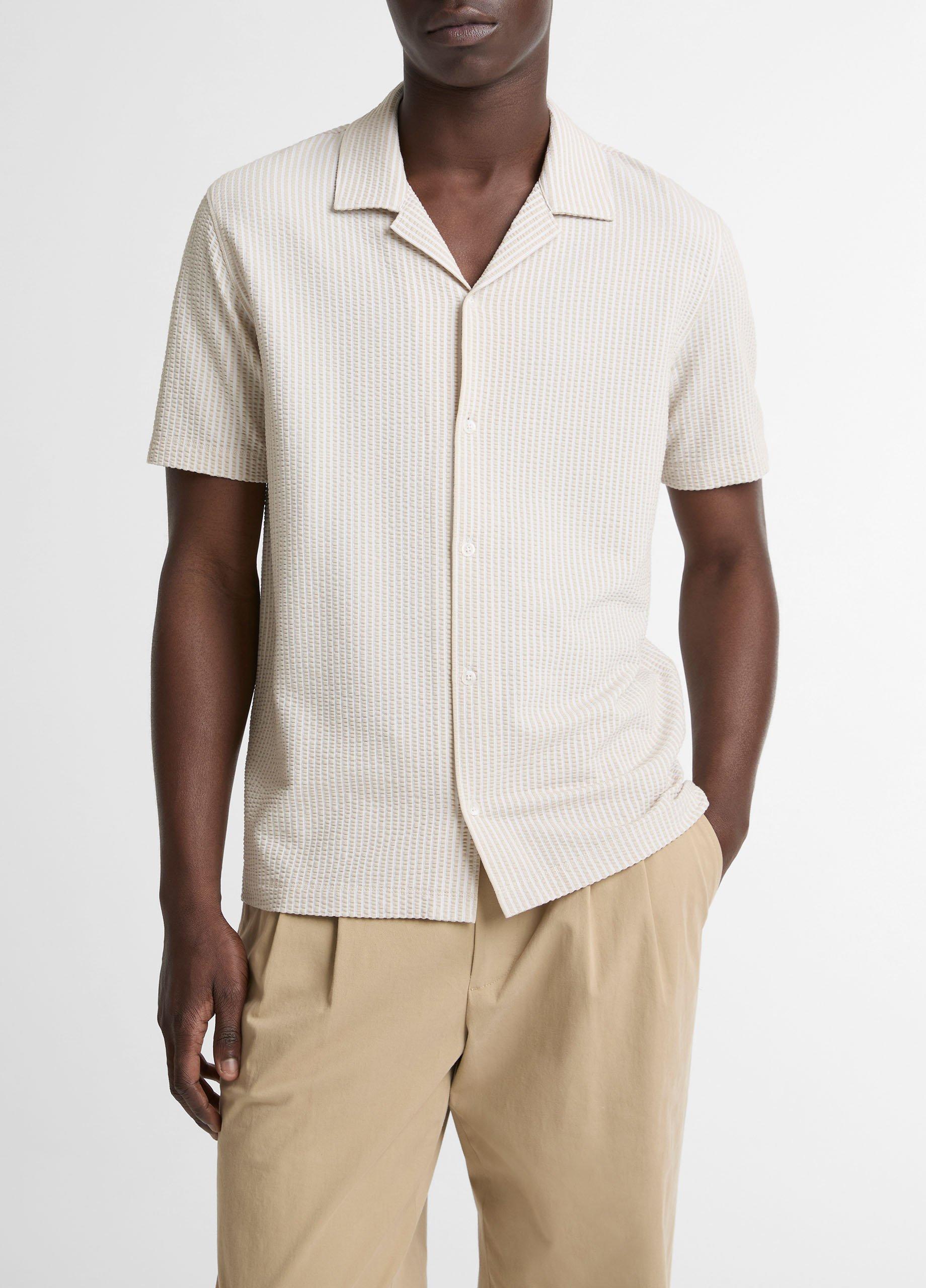 Seersucker Stripe Stretch-Cotton Cabana Shirt image number 0
