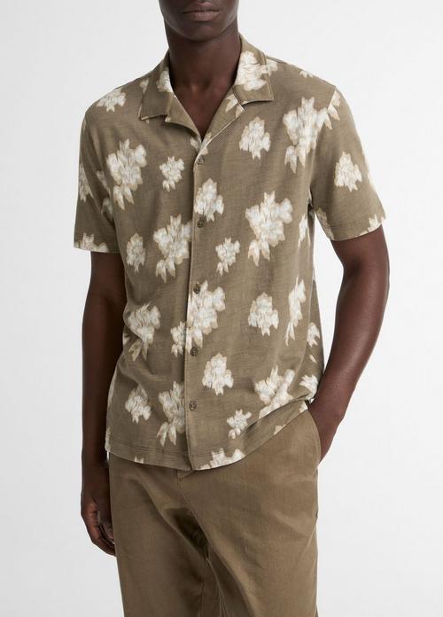 Blurred Roses Cotton Short-Sleeve Button-Front Shirt