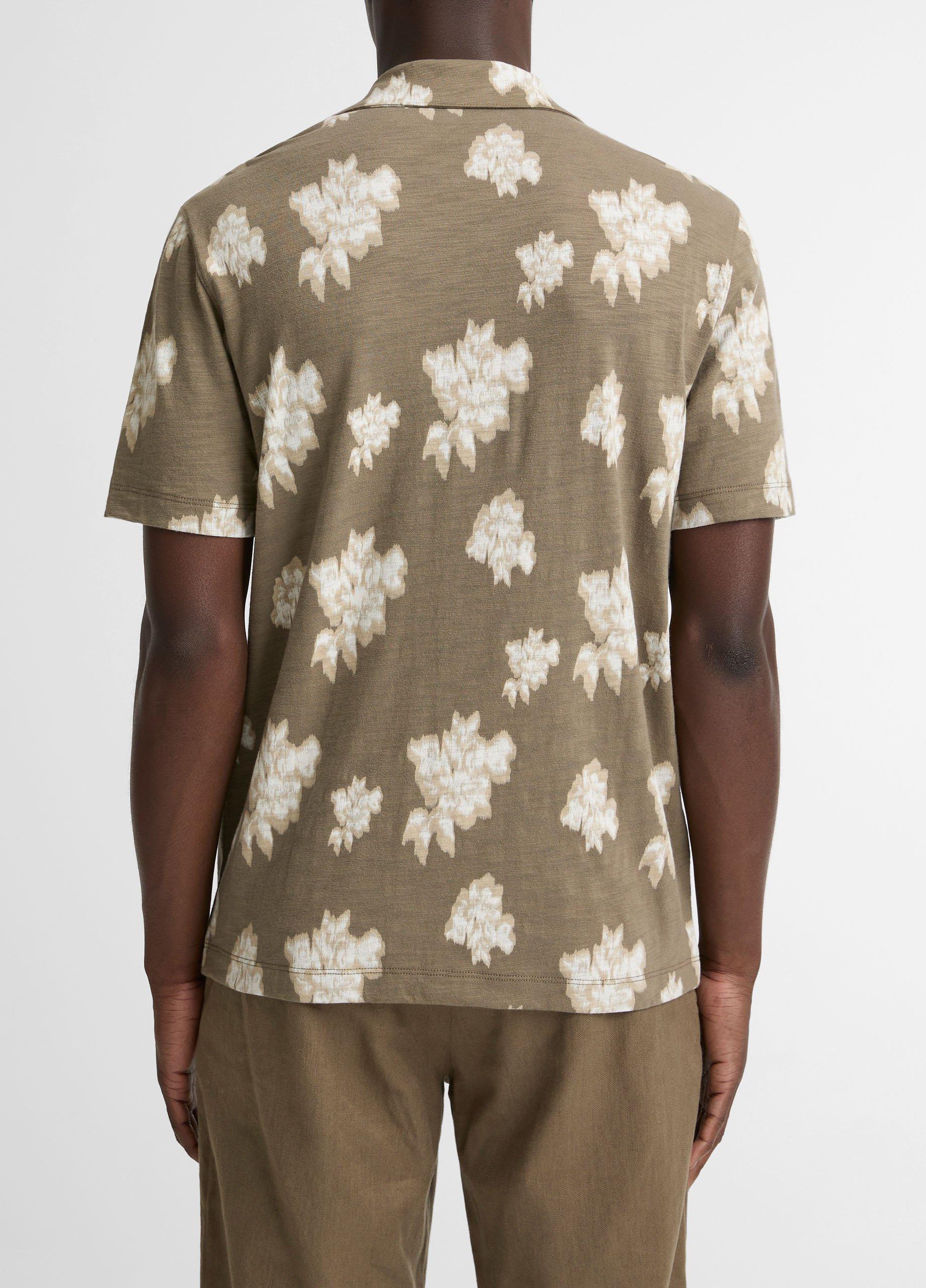 Blurred Roses Cotton Short-Sleeve Button-Front Shirt image number 2