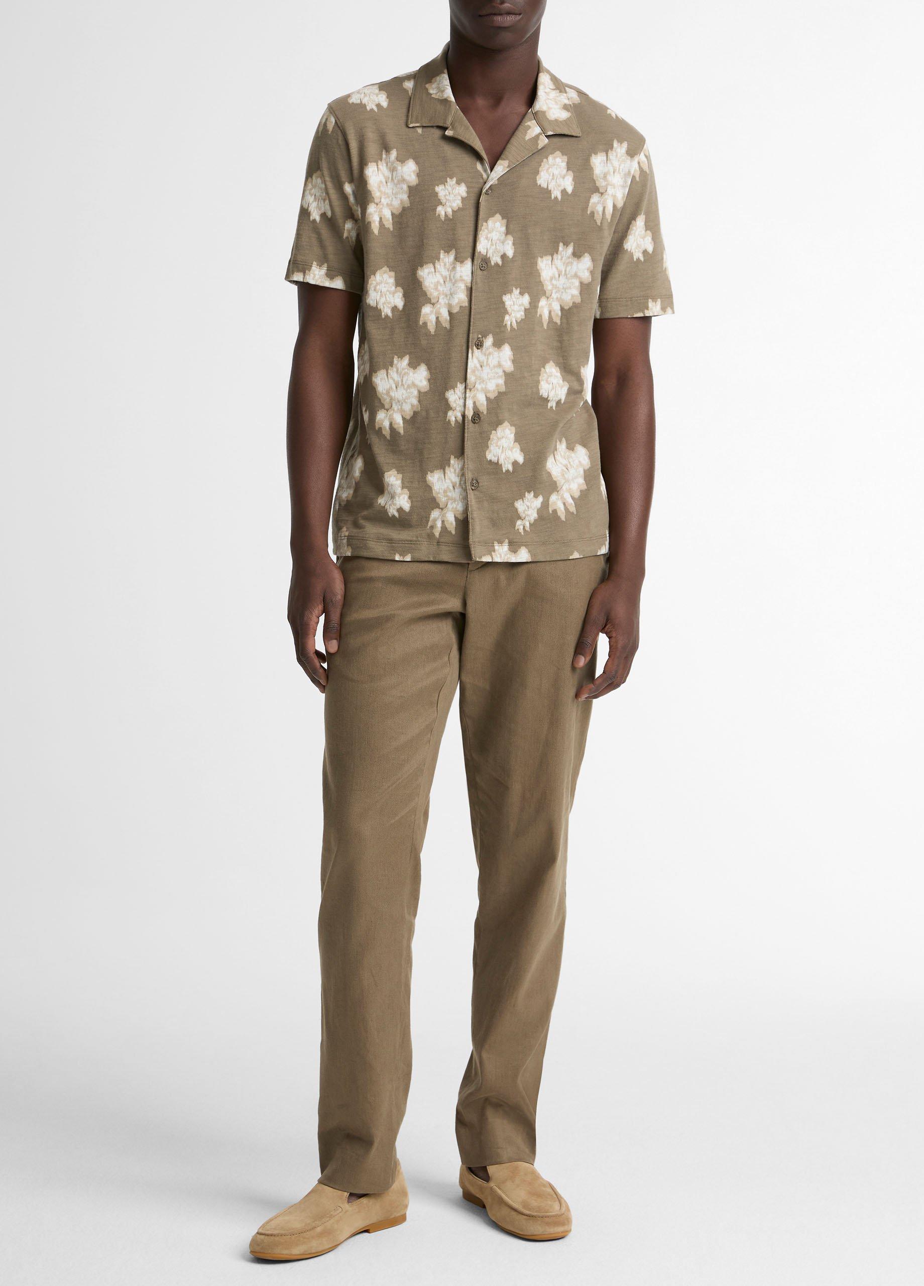 Blurred Roses Cotton Short-Sleeve Button-Front Shirt image number 3