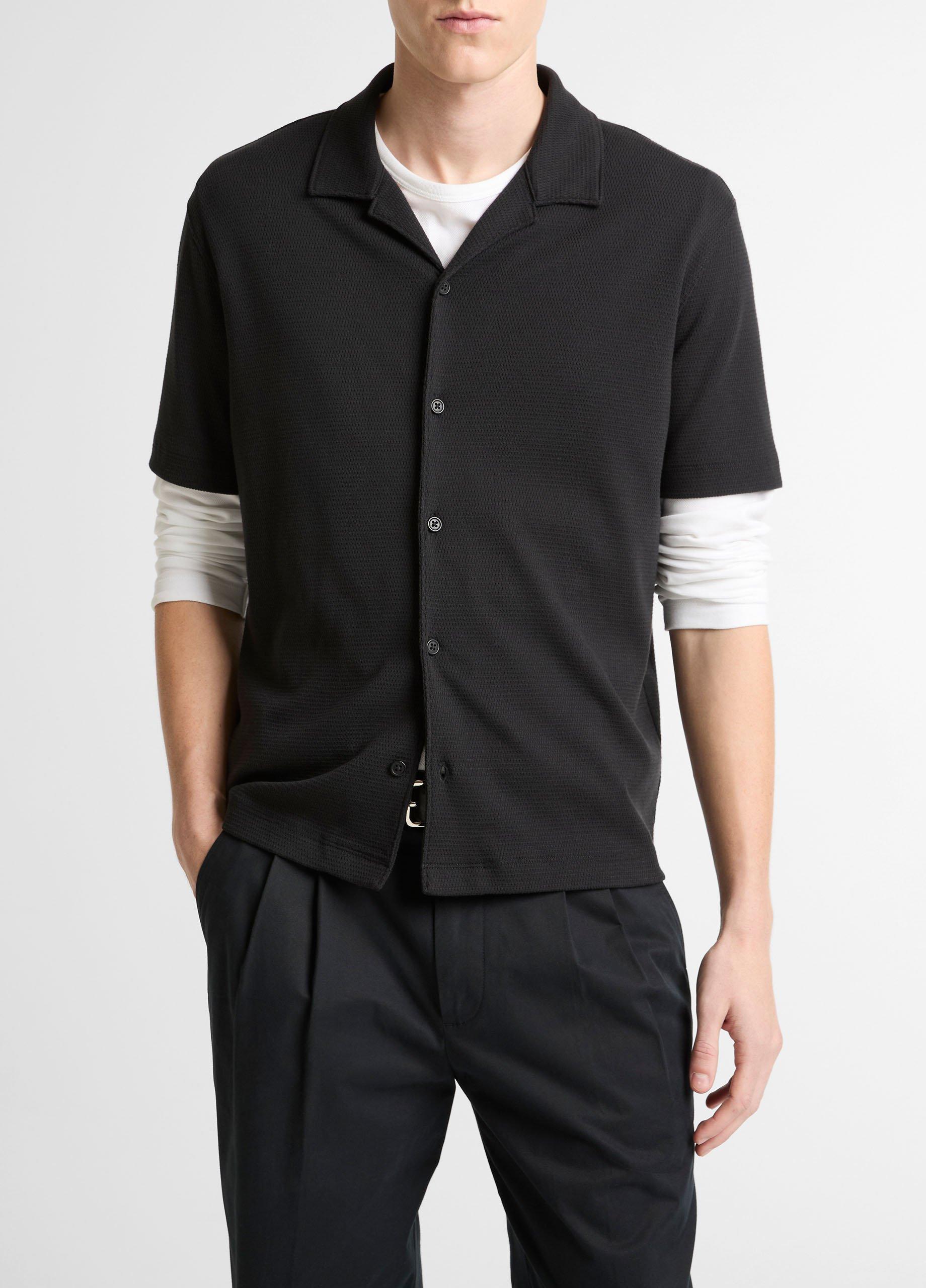 Mesh-Knit Cotton-Blend Cabana Shirt from Vince - $198