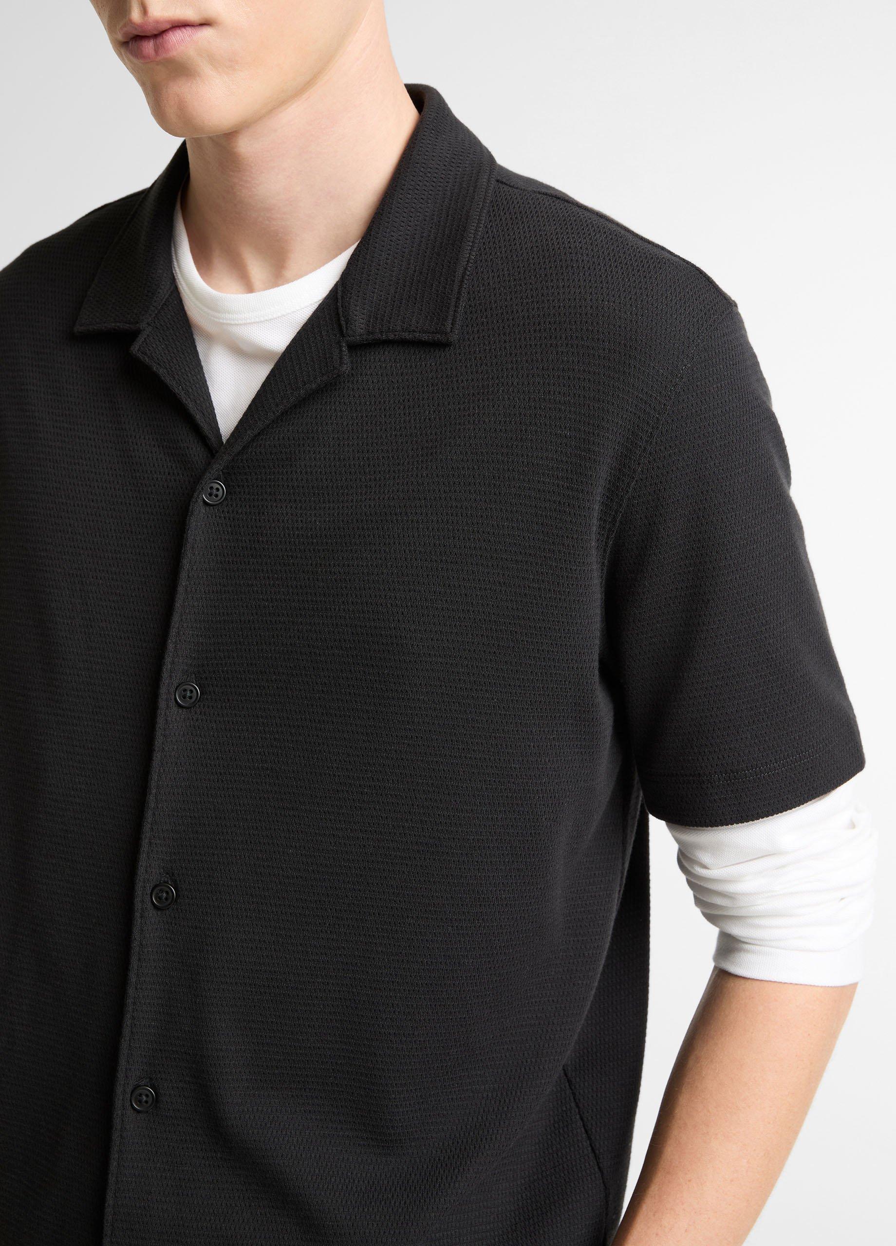 Mesh-Knit Cotton-Blend Cabana Shirt image number 1