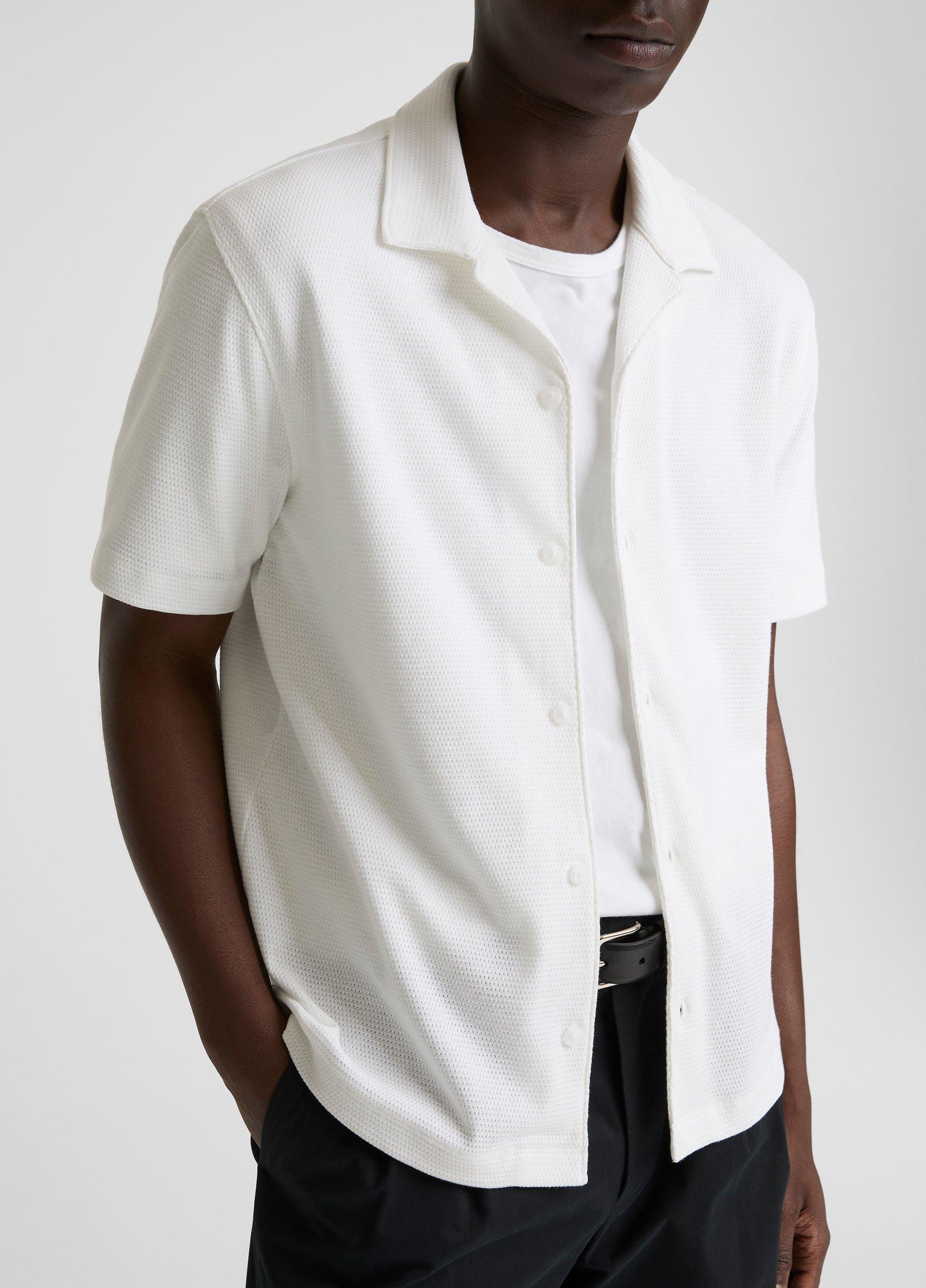 Mesh-Knit Cotton-Blend Cabana Shirt image number 1