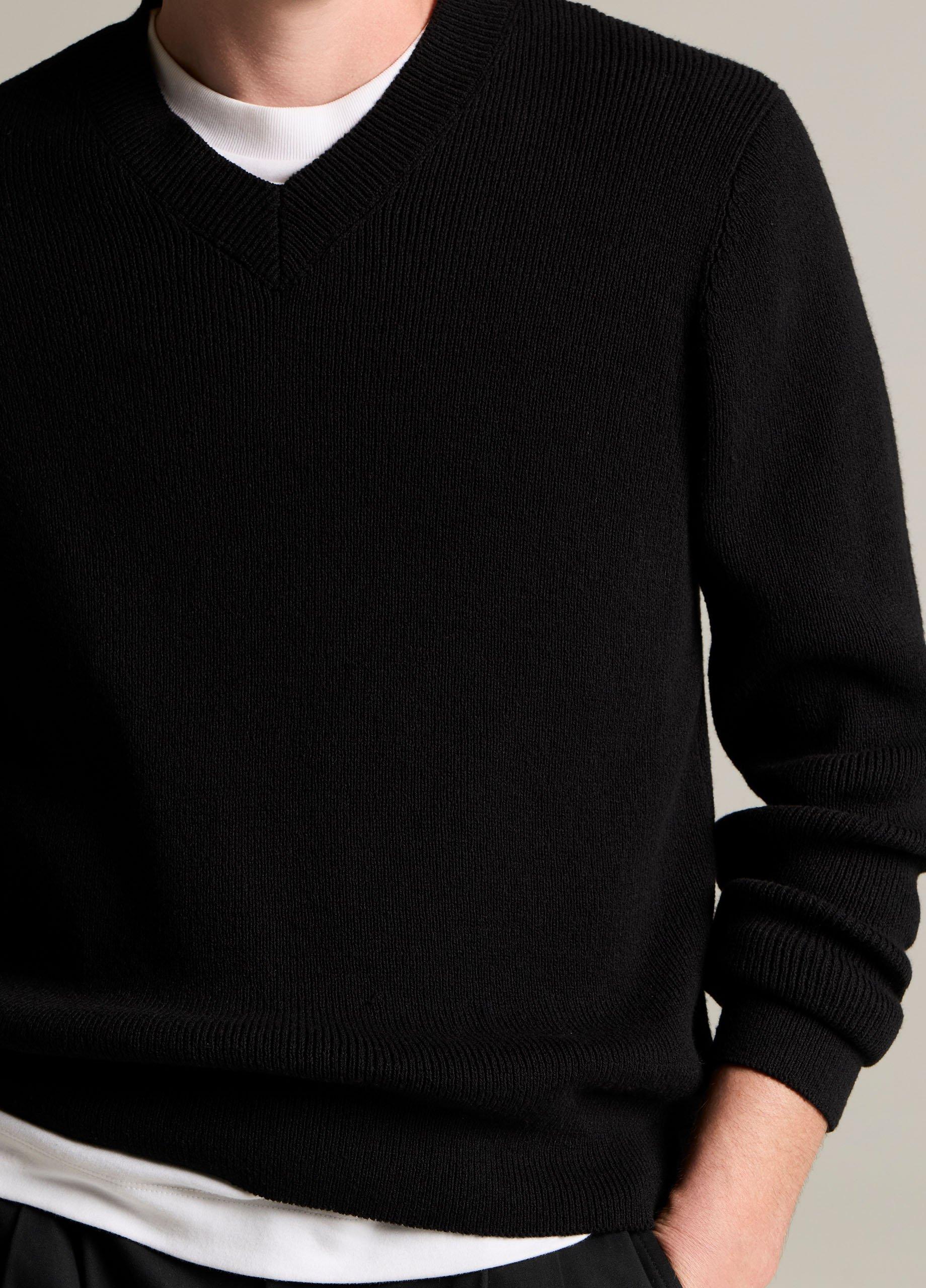 Ribbed Italian Cotton-Blend V-Neck Sweater image number 1