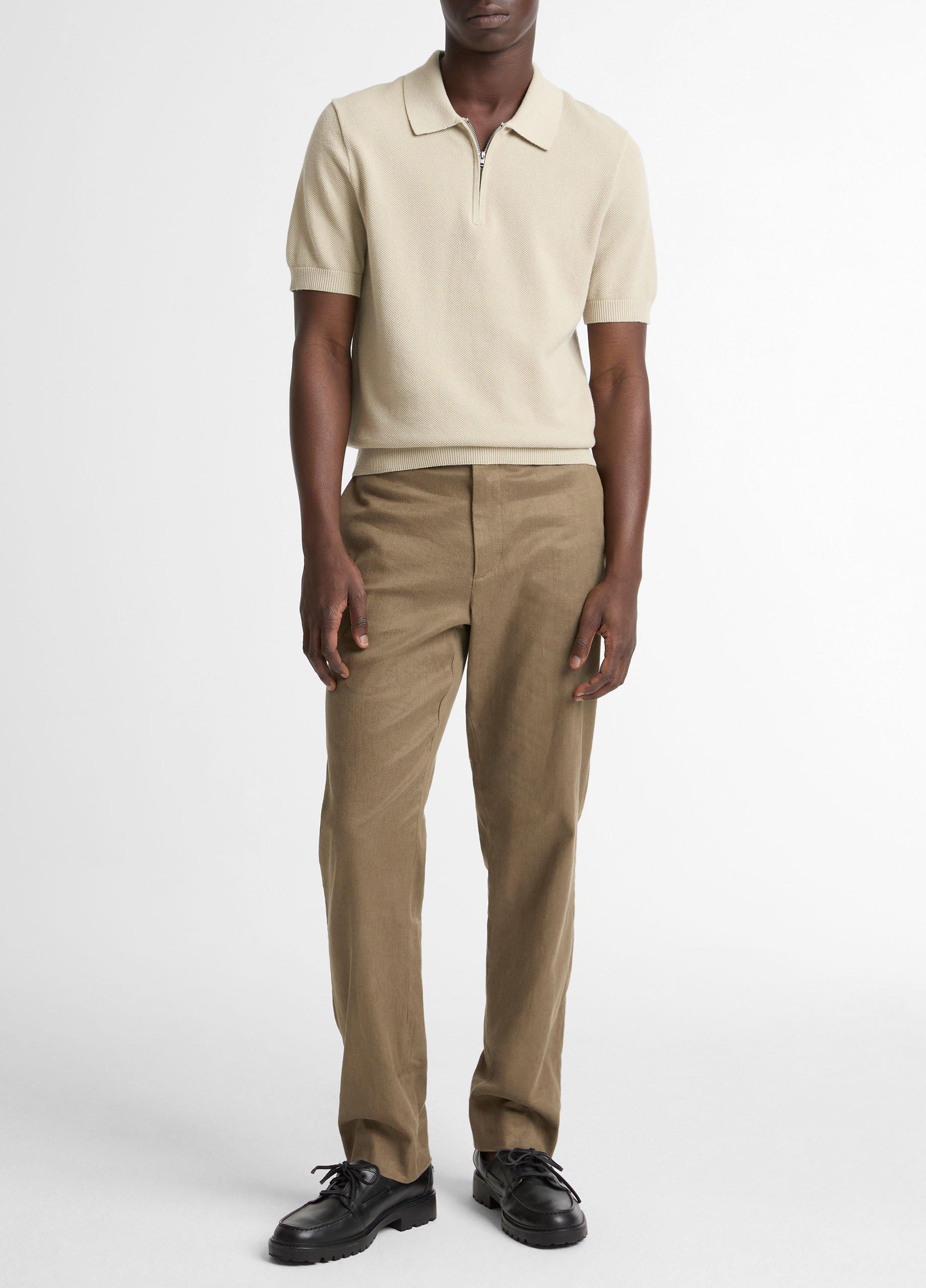 Cotton-Cashmere Piqu&eacute; Zip Polo Sweater image number 3