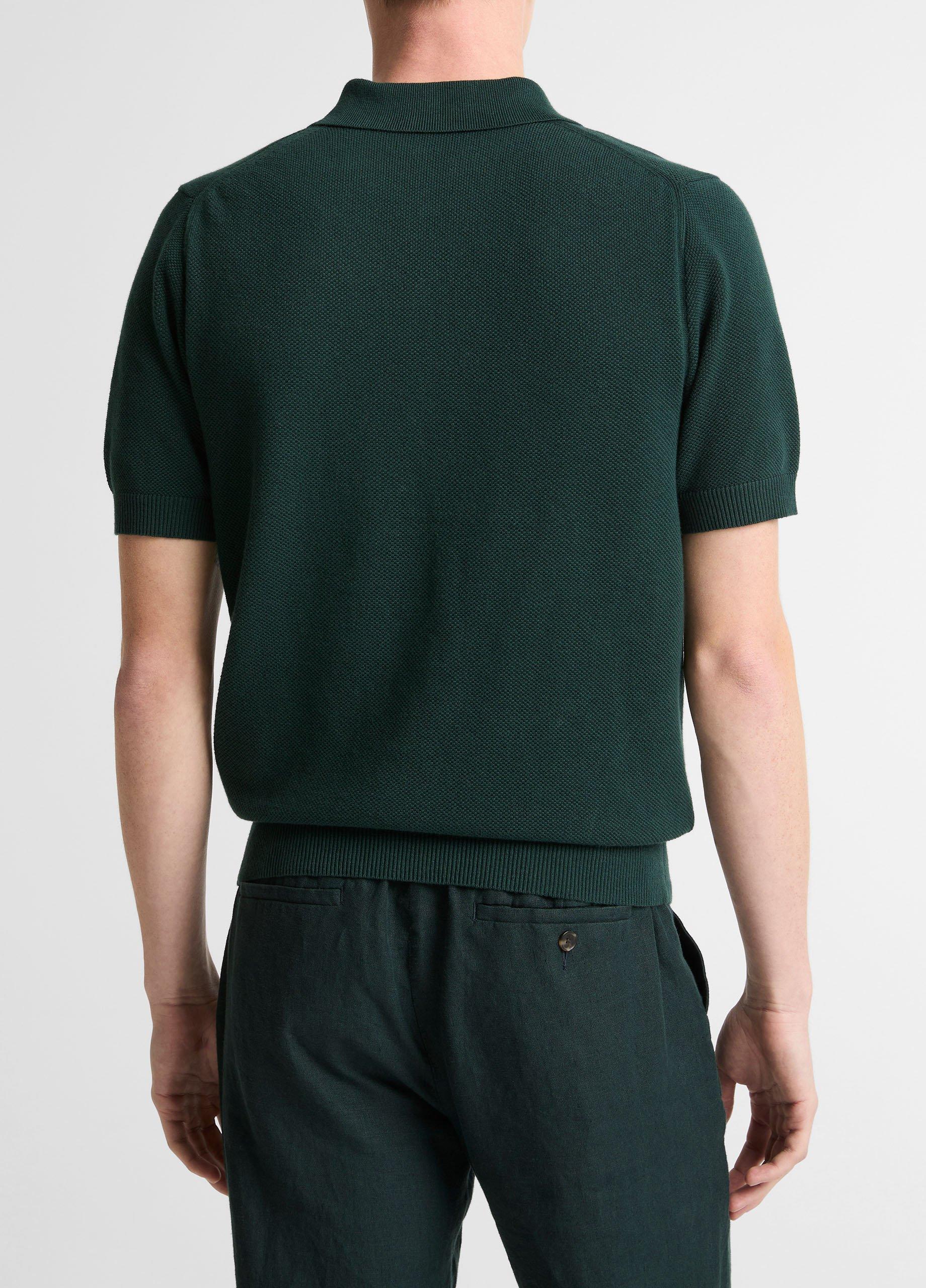 Cotton-Cashmere Piqu&eacute; Zip Polo Sweater image number 2