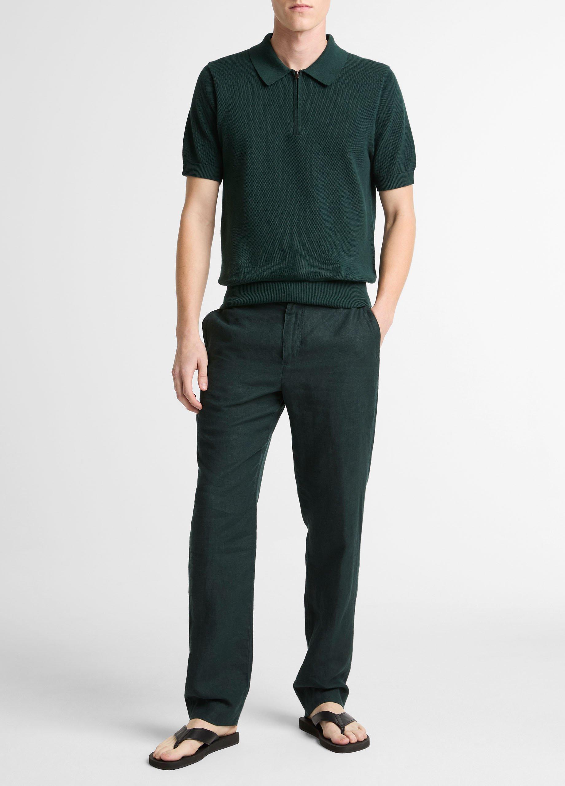 Cotton-Cashmere Piqu&eacute; Zip Polo Sweater image number 3