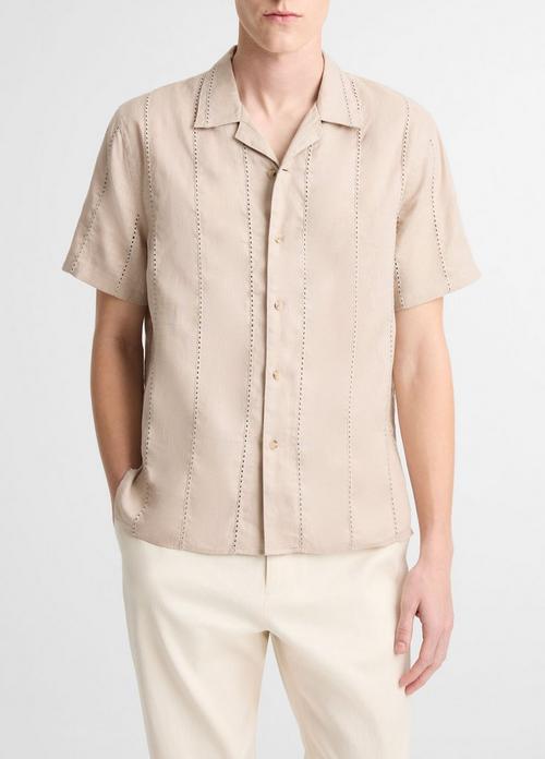 Eyelet Stripe Linen Cabana Shirt