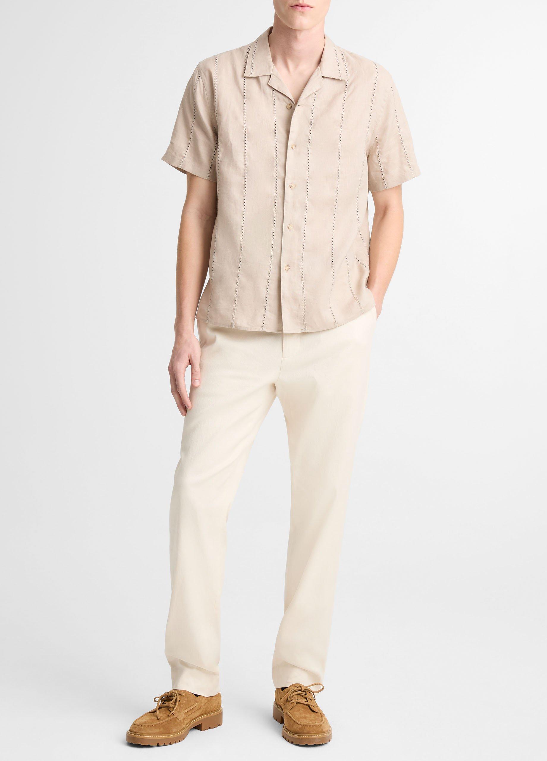 Eyelet Stripe Linen Cabana Shirt image number 3