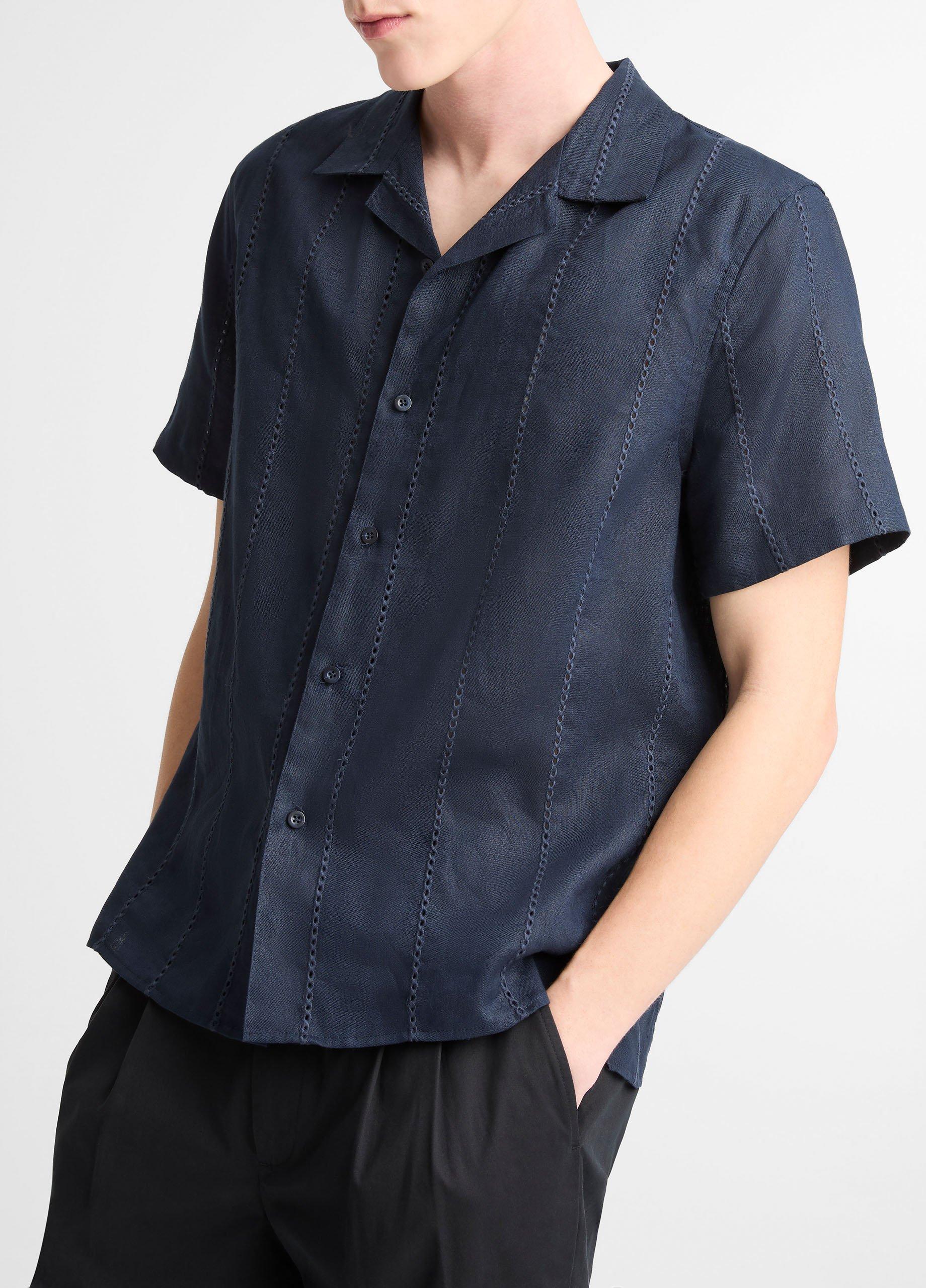 Eyelet Stripe Linen Cabana Shirt image number 1