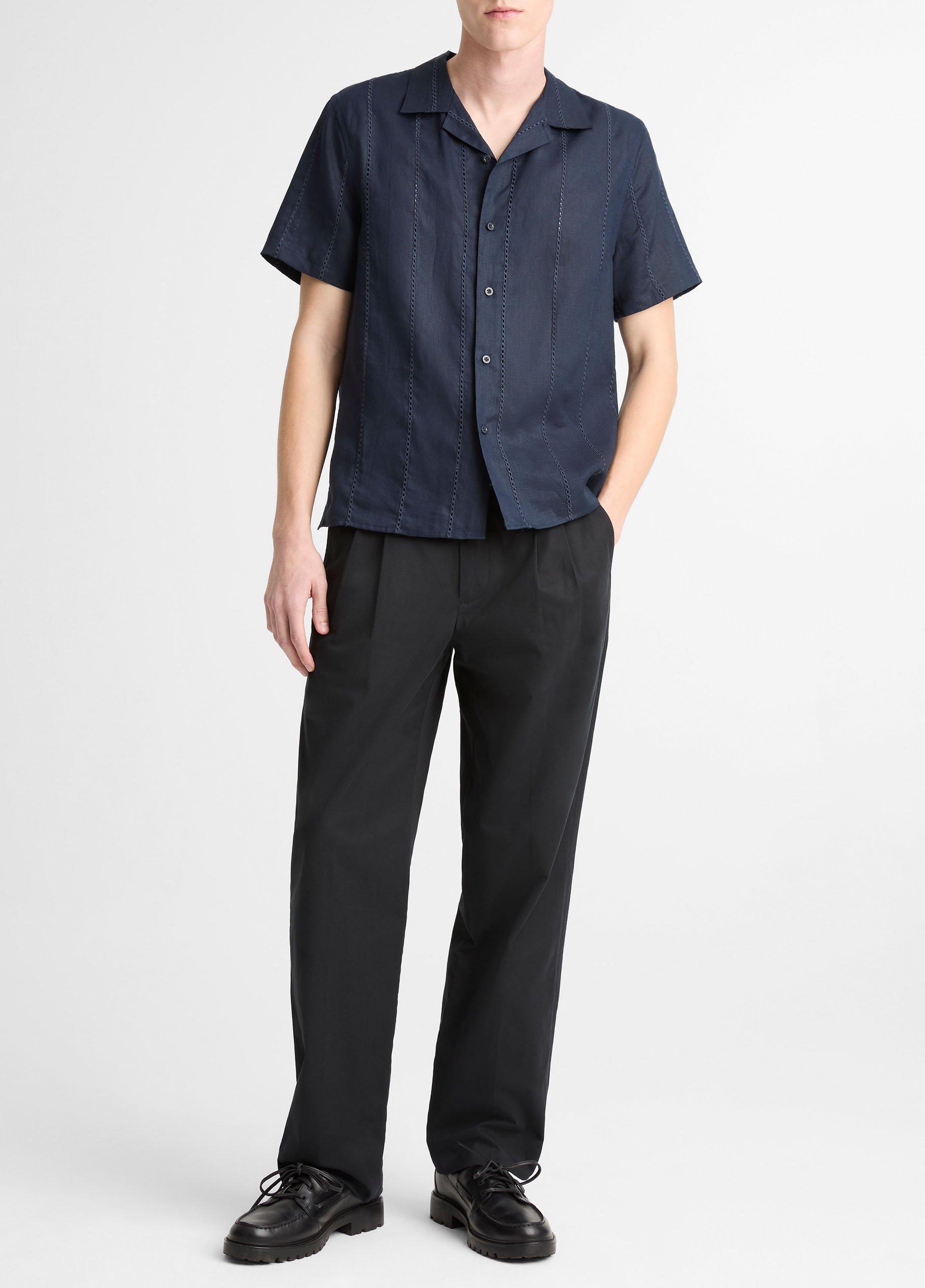 Eyelet Stripe Linen Cabana Shirt image number 3