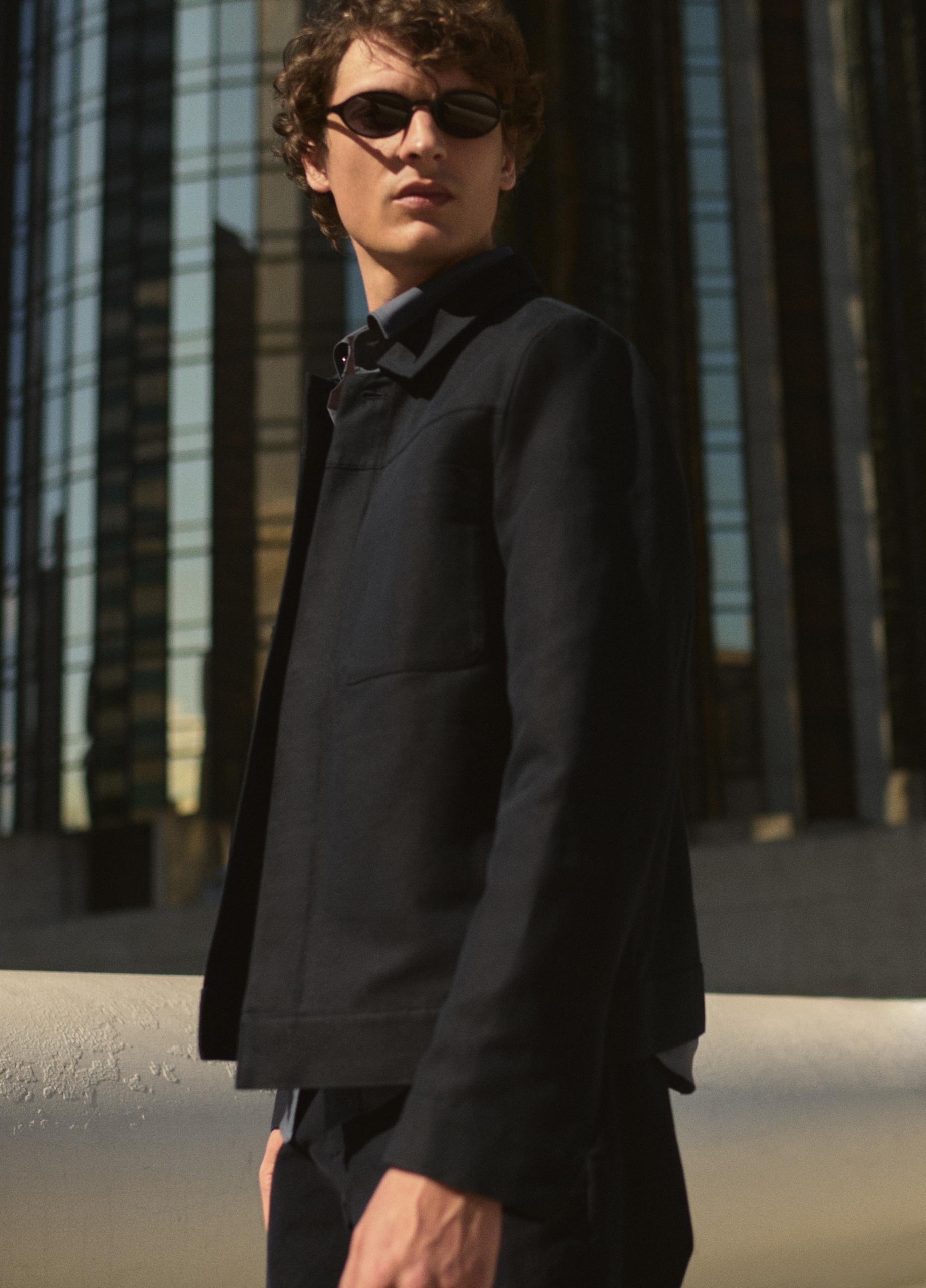 Cotton-Linen Trucker Jacket image number 5