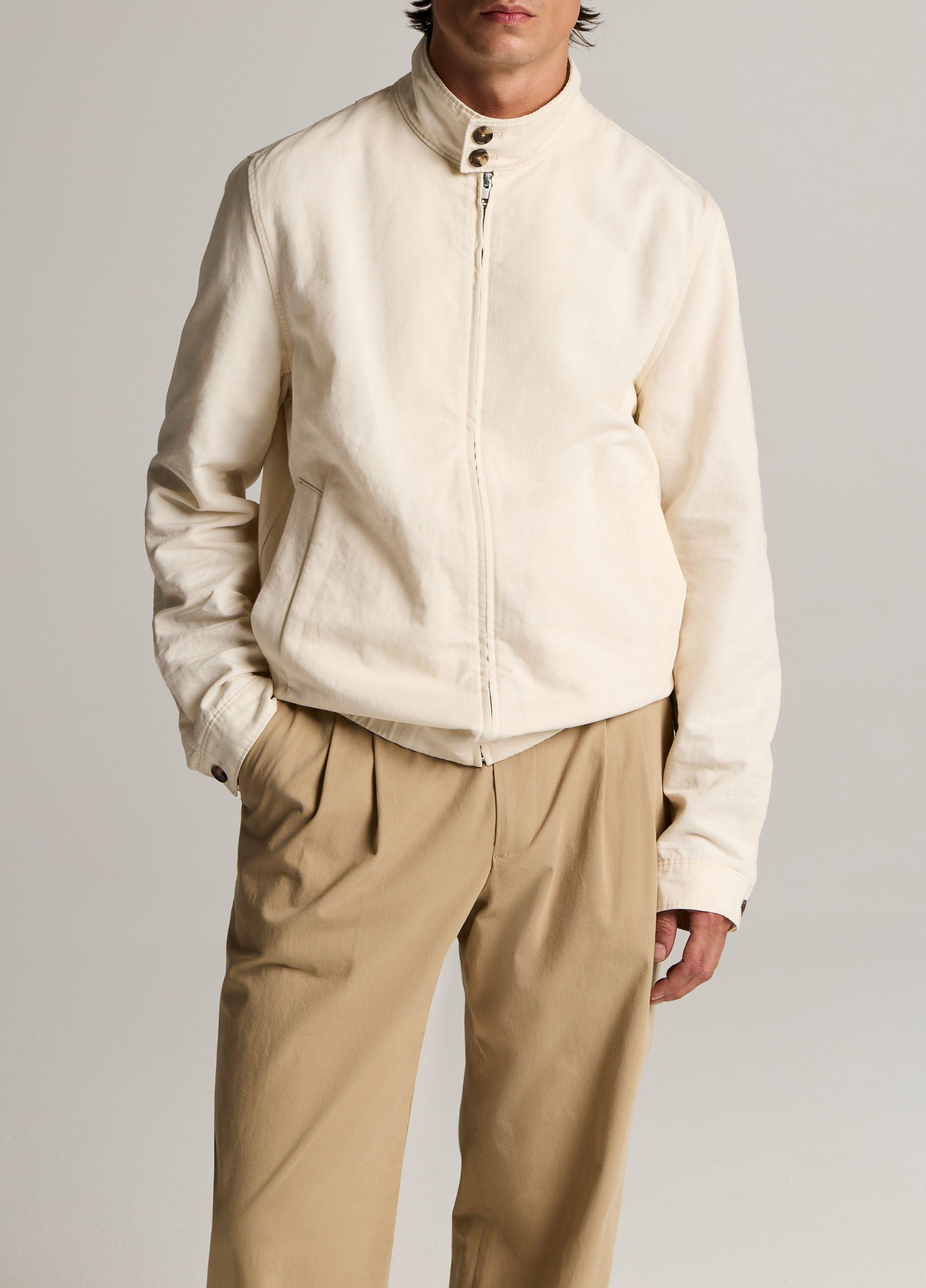 Italian Cotton-Linen Band-Collar Bomber Jacket image number 0