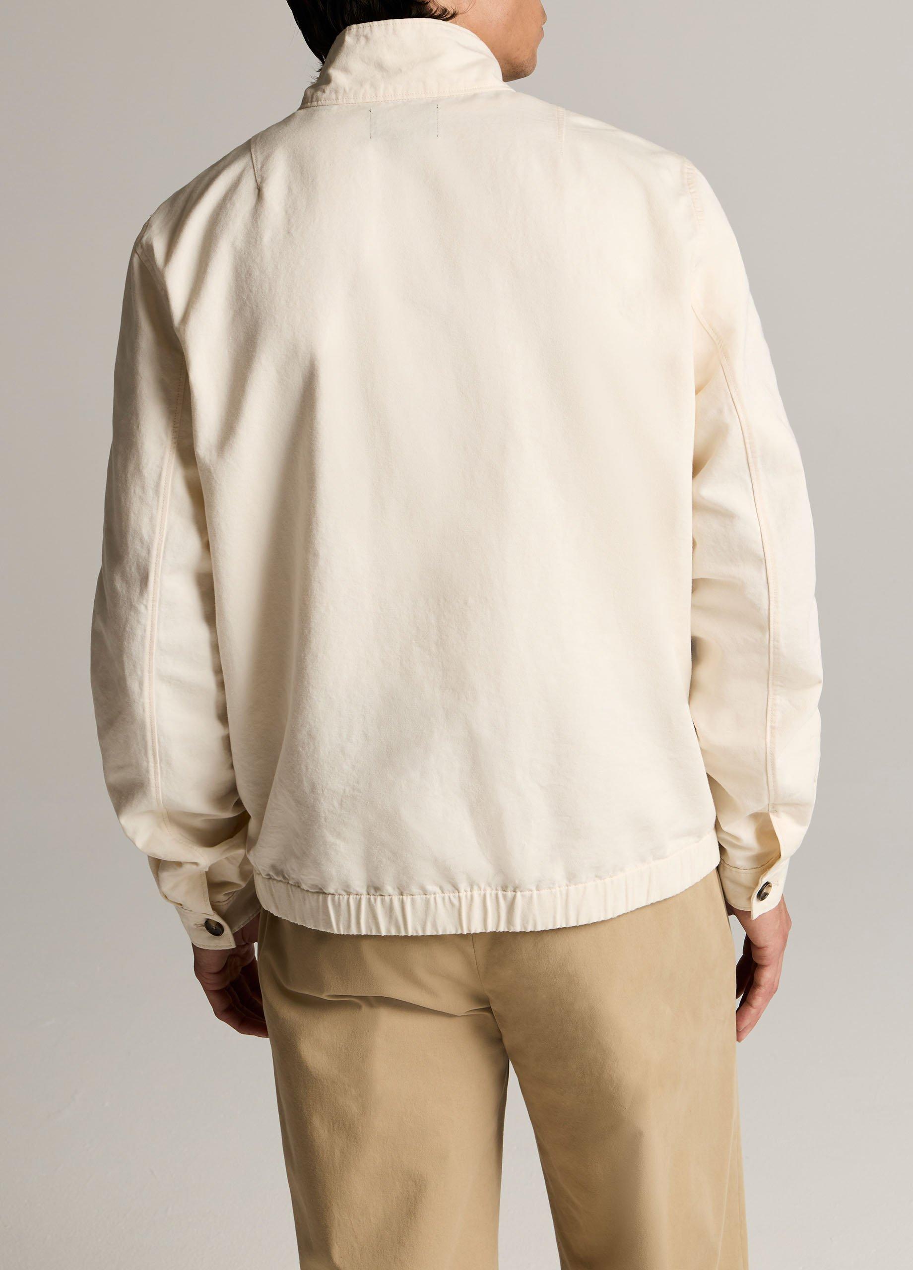 Italian Cotton-Linen Band-Collar Bomber Jacket image number 2