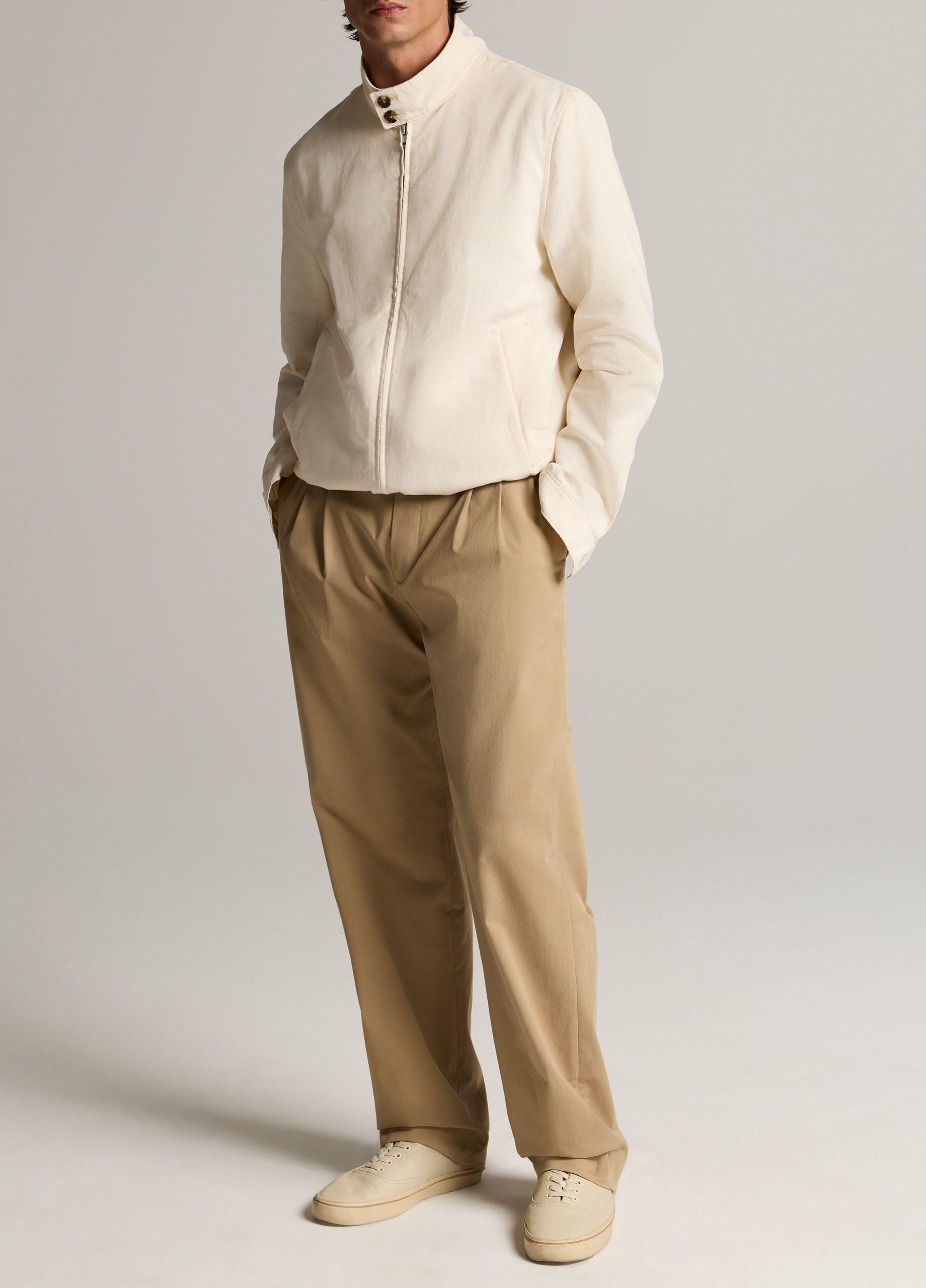 Italian Cotton-Linen Band-Collar Bomber Jacket image number 3