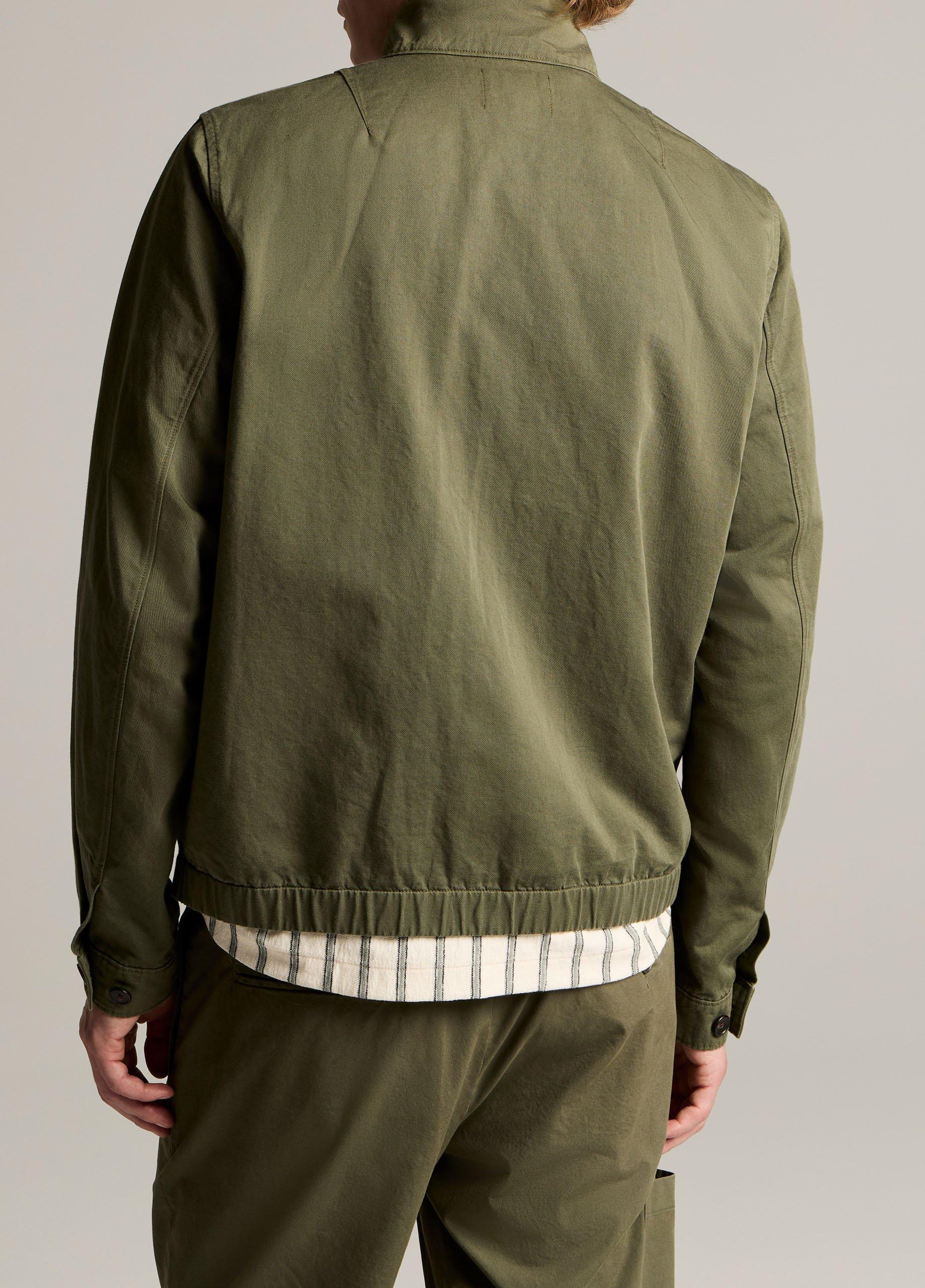 Italian Cotton-Linen Band-Collar Bomber Jacket image number 2