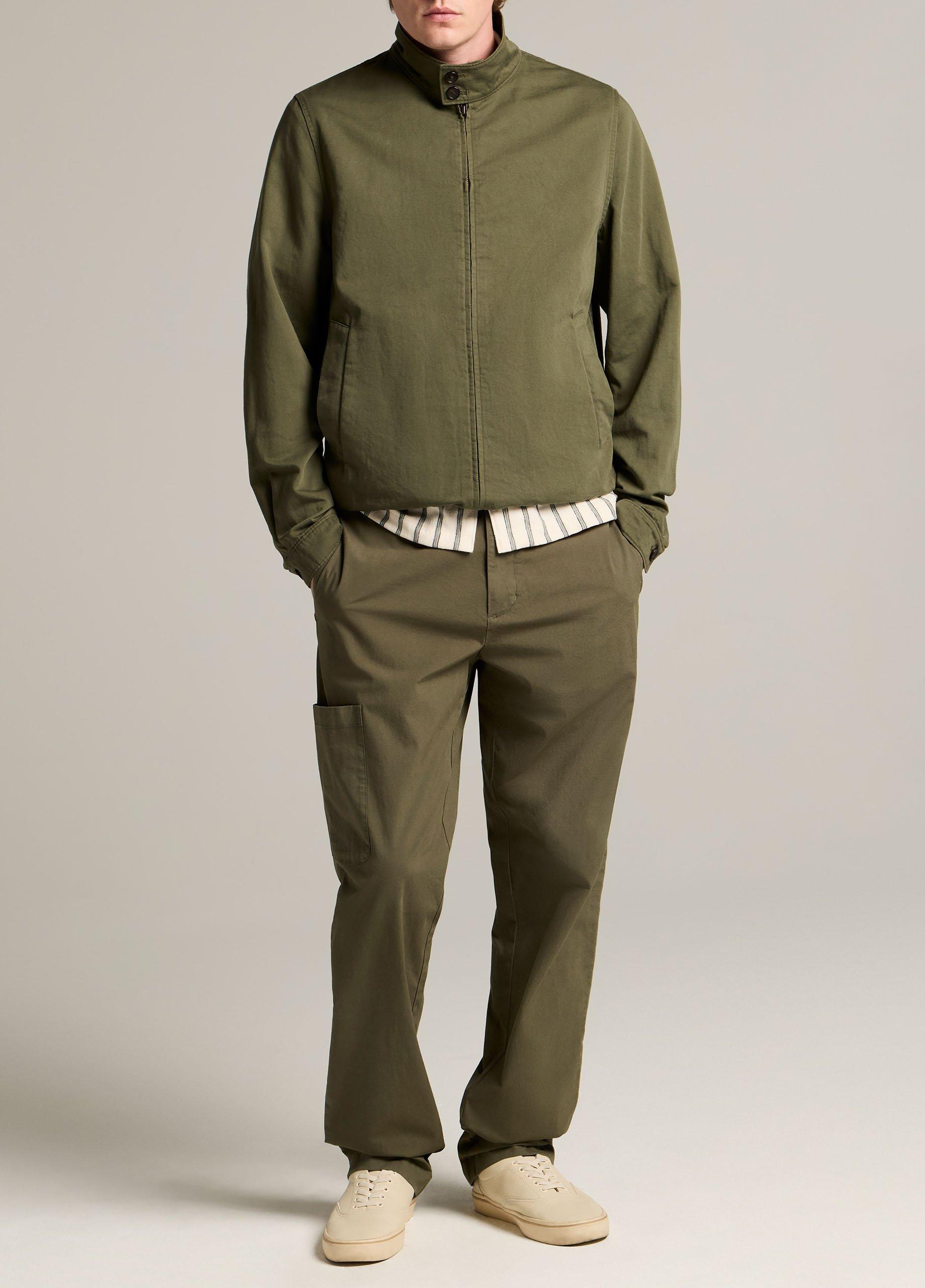 Italian Cotton-Linen Band-Collar Bomber Jacket image number 3