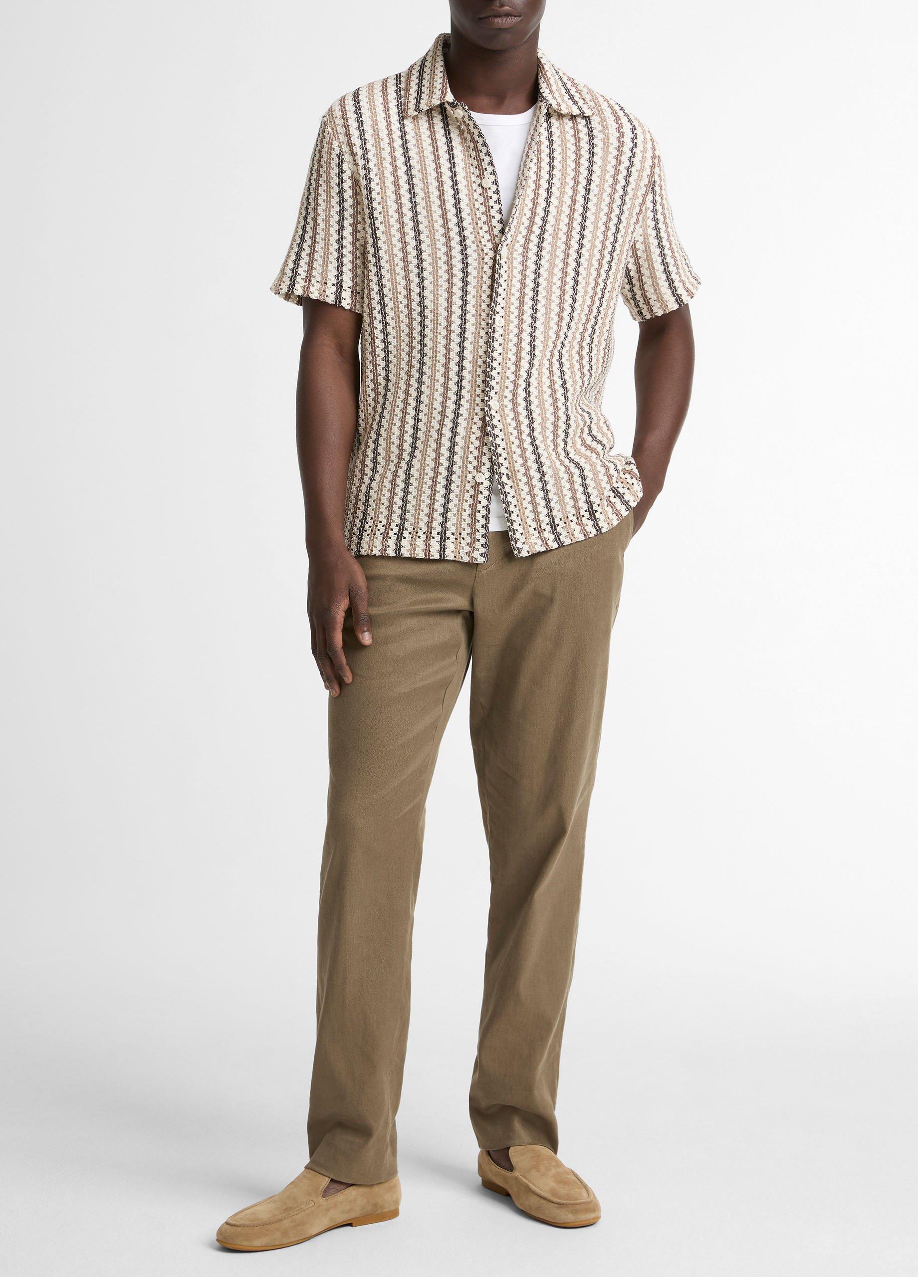 Beach Stripe Italian Cotton-Blend Button-Front Shirt image number 3