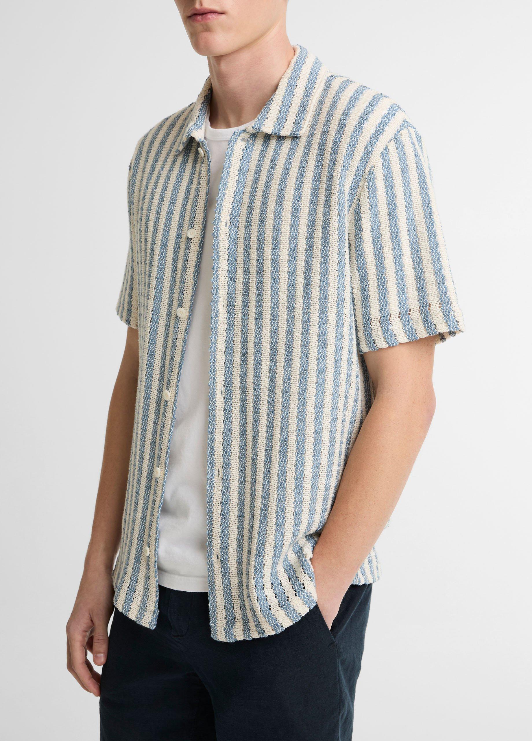 Beach Stripe Italian Cotton-Blend Button-Front Shirt image number 0