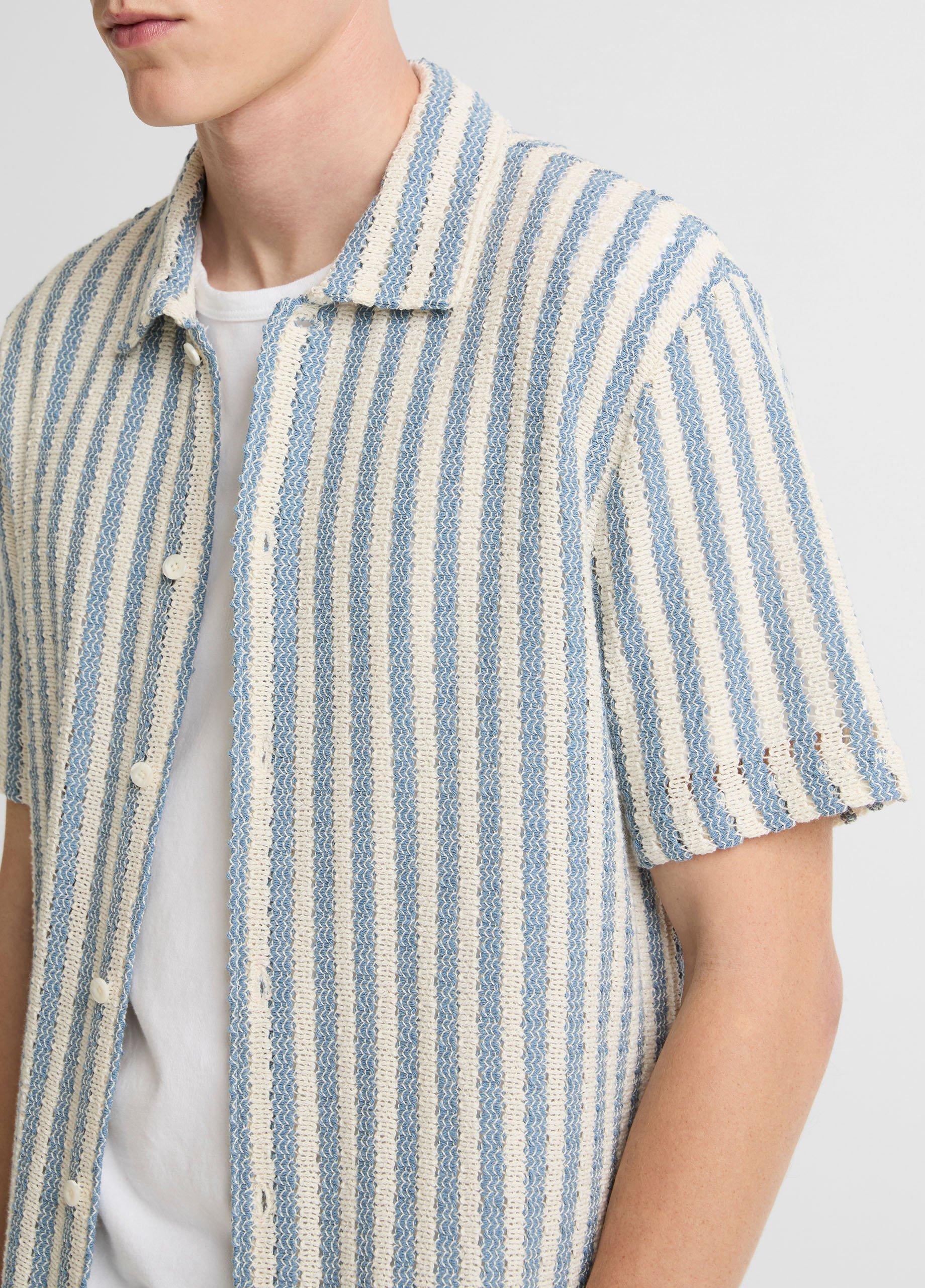 Beach Stripe Italian Cotton-Blend Button-Front Shirt image number 1