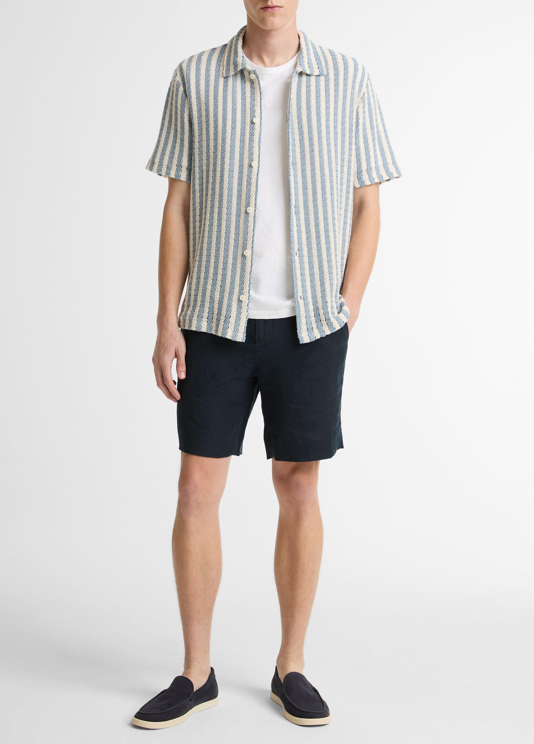 Beach Stripe Italian Cotton-Blend Button-Front Shirt image number 3