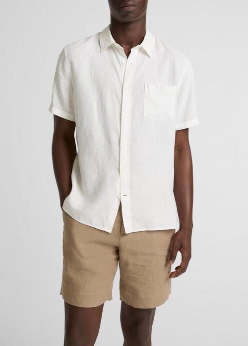 Linen Short-Sleeve Button-Front Shirt