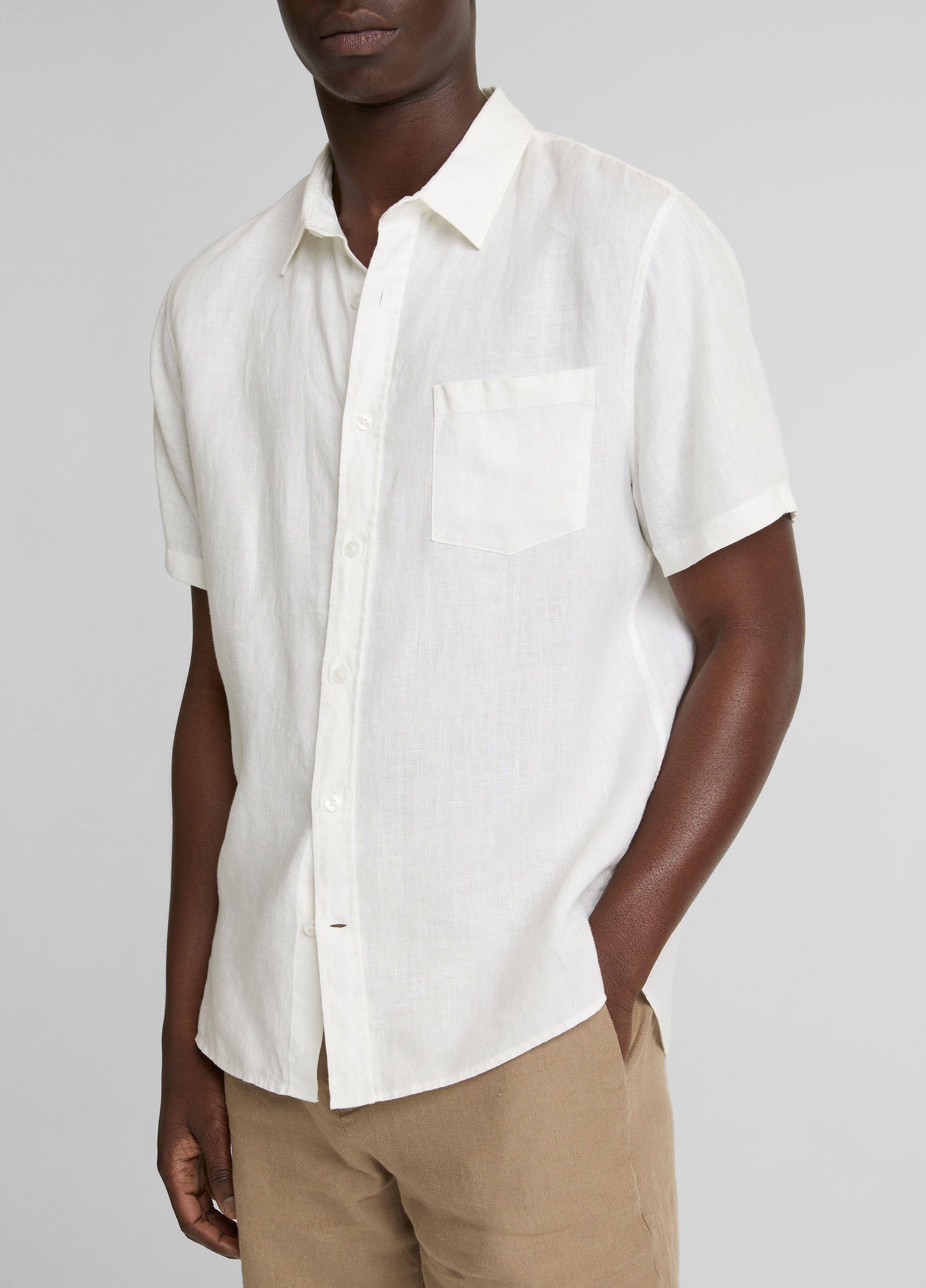 Linen Short-Sleeve Button-Front Shirt image number 1