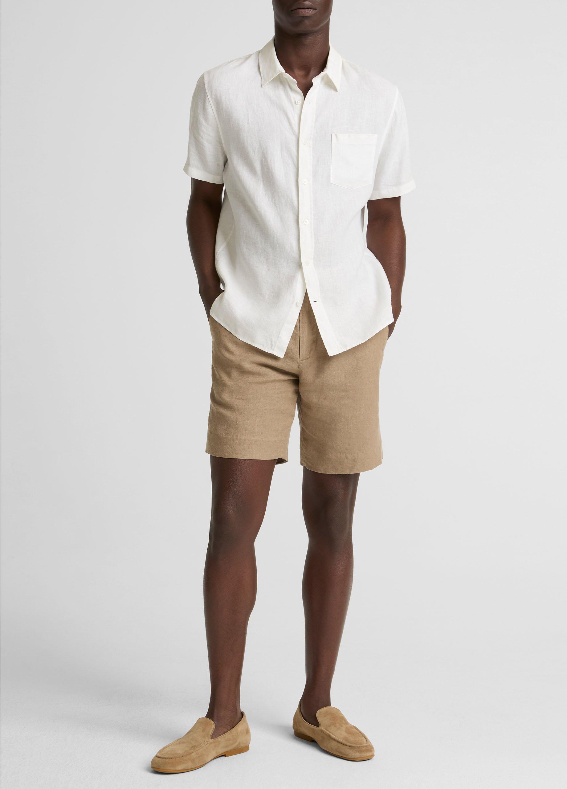 Linen Short-Sleeve Button-Front Shirt image number 3