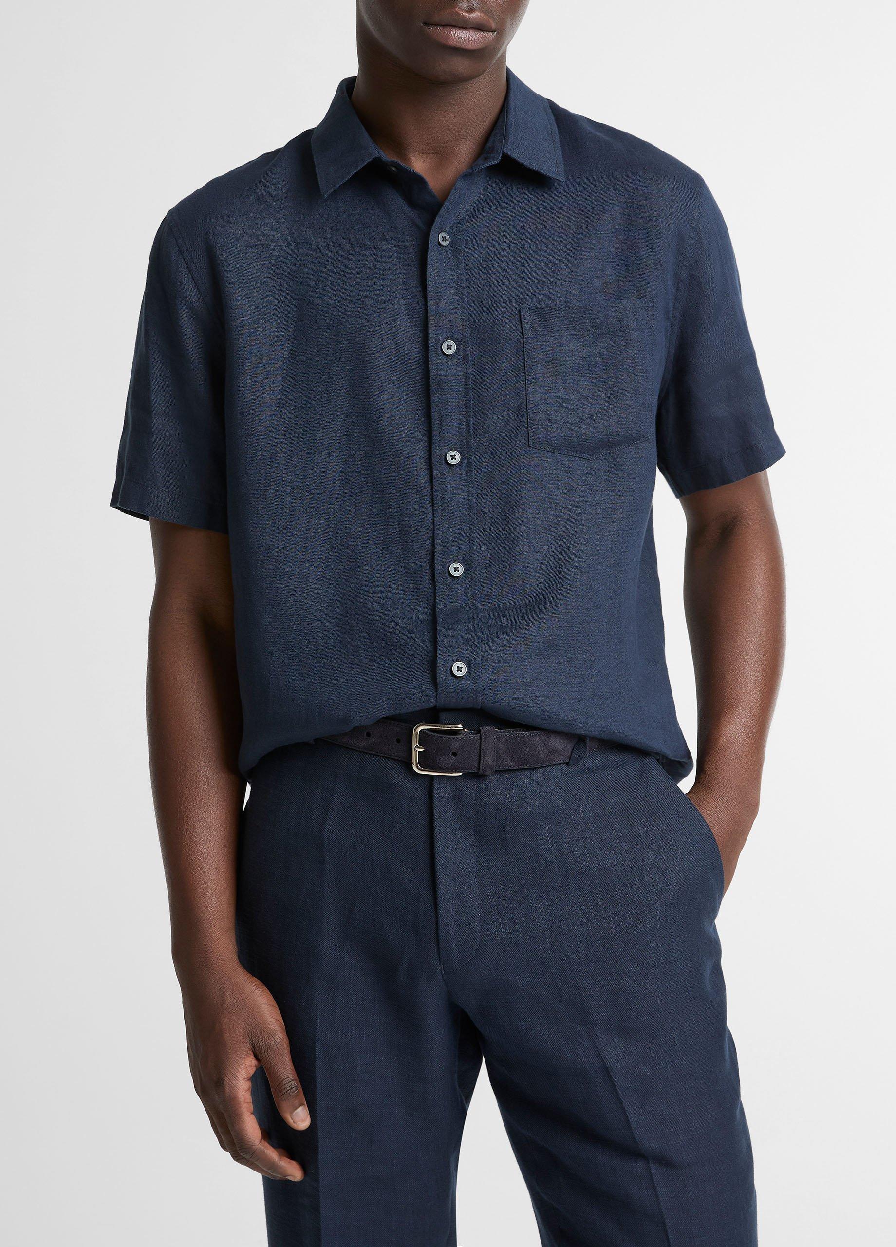 Linen Short-Sleeve Button-Front Shirt image number 0