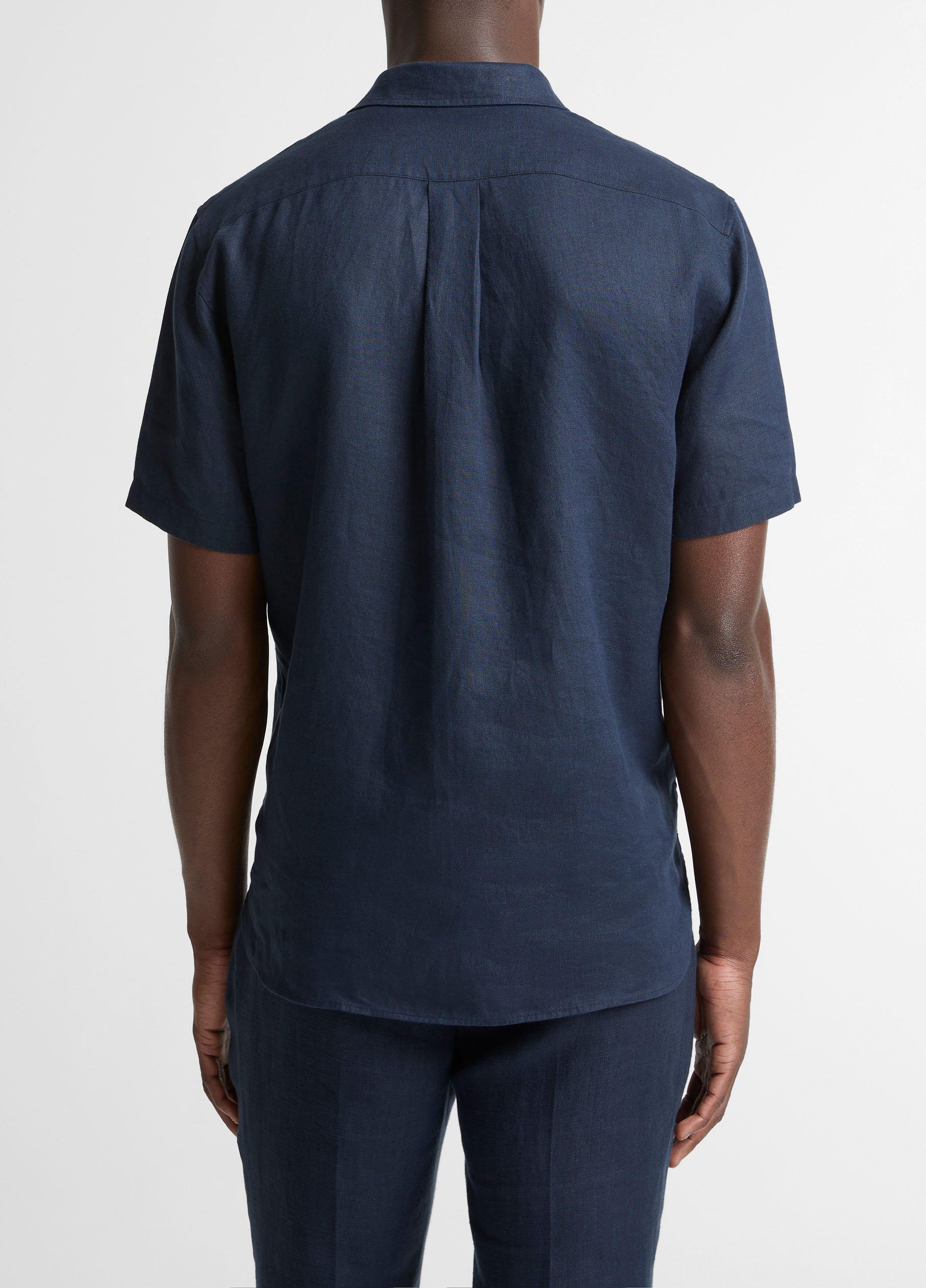 Linen Short-Sleeve Button-Front Shirt image number 2