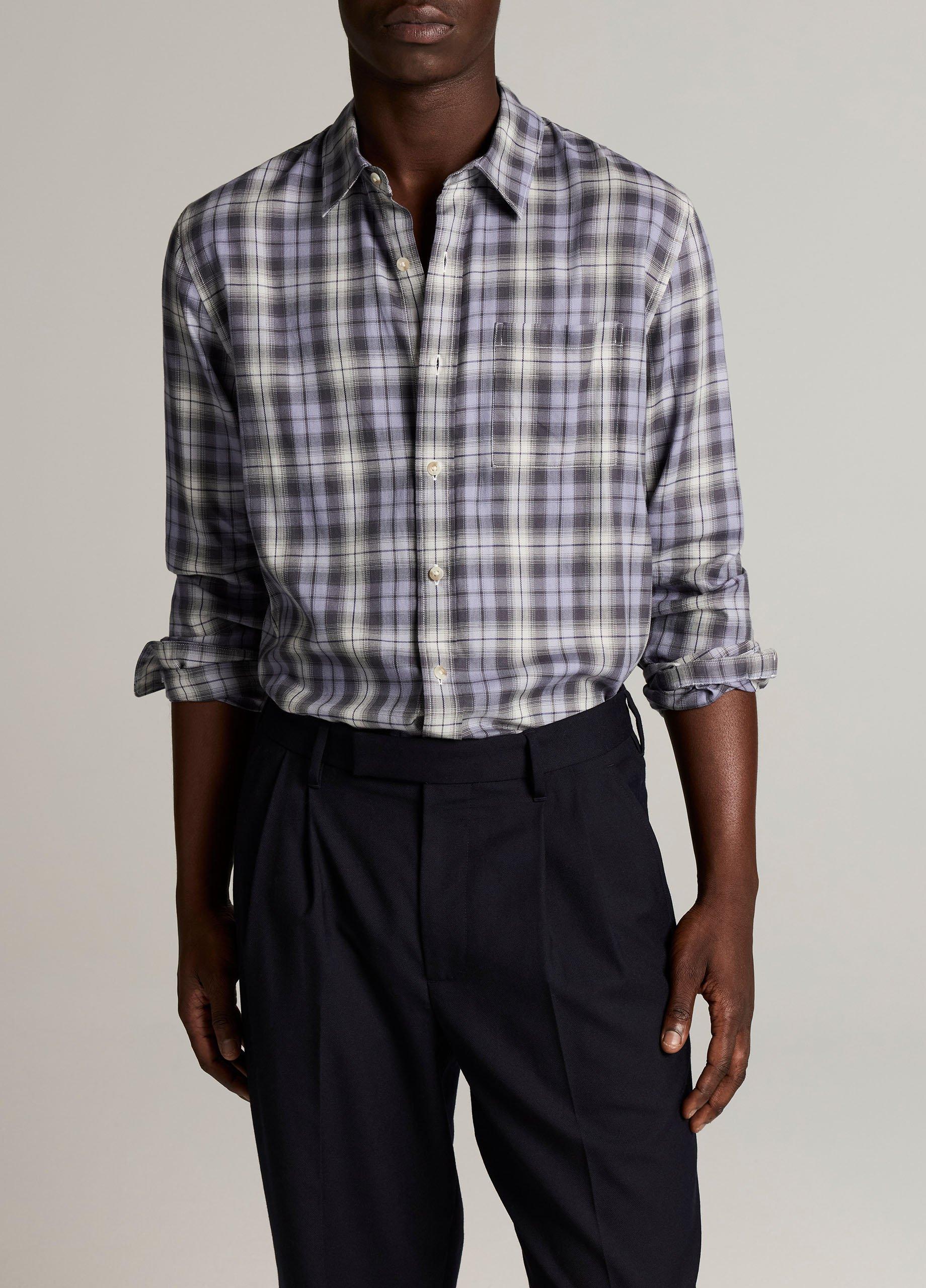 Exchange Plaid Cotton-Blend Button-Front Shirt image number 0